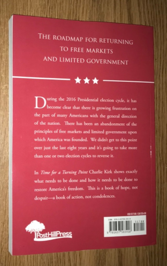 TIME FOR A TURNING POINT BOOK FREE MARKETS LIMITED GOVERNMENT CHARLIE KIRK