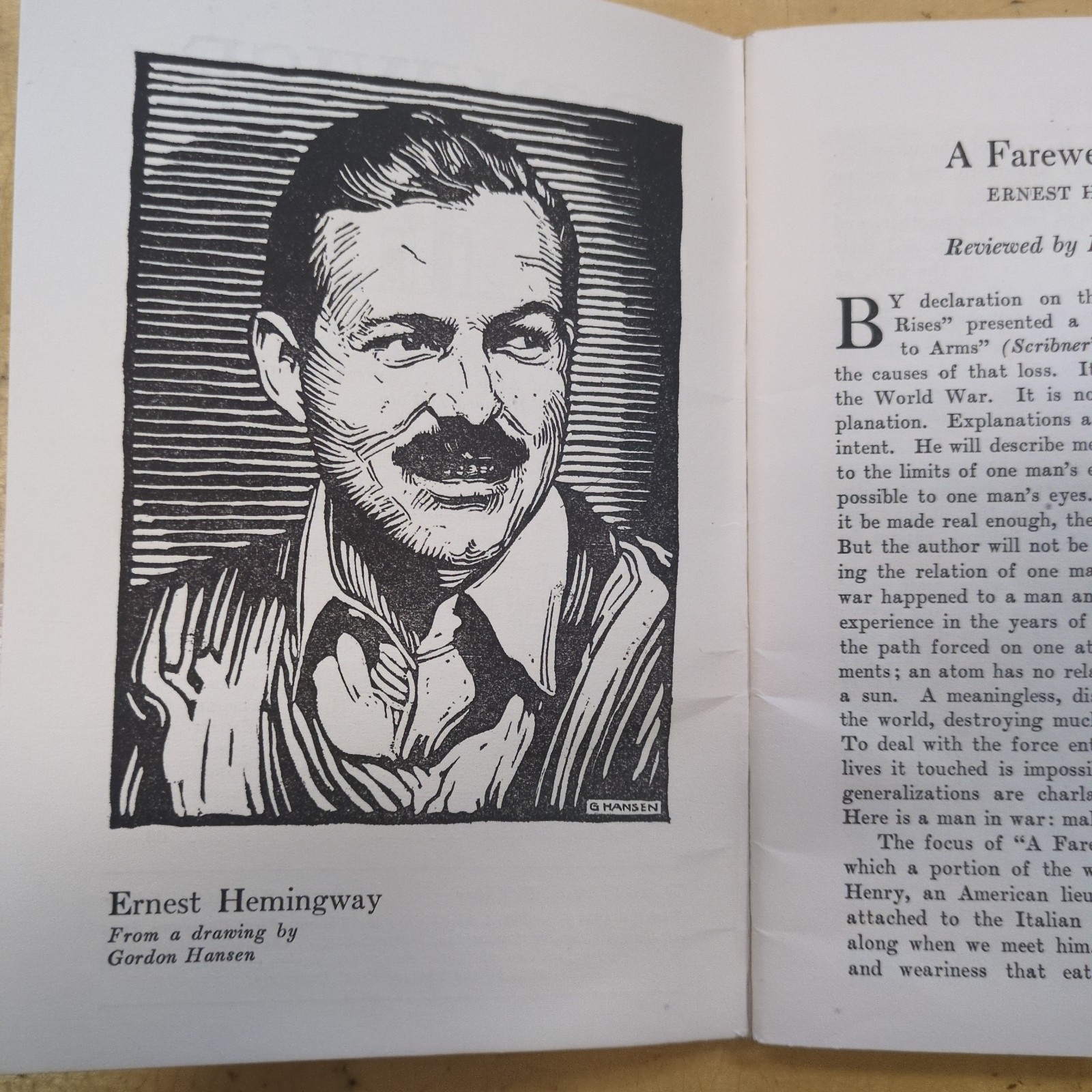 BOOKWISE November 1929 – A Farewell To Arms Hemingway – Segwick – Volume 1 No. 1