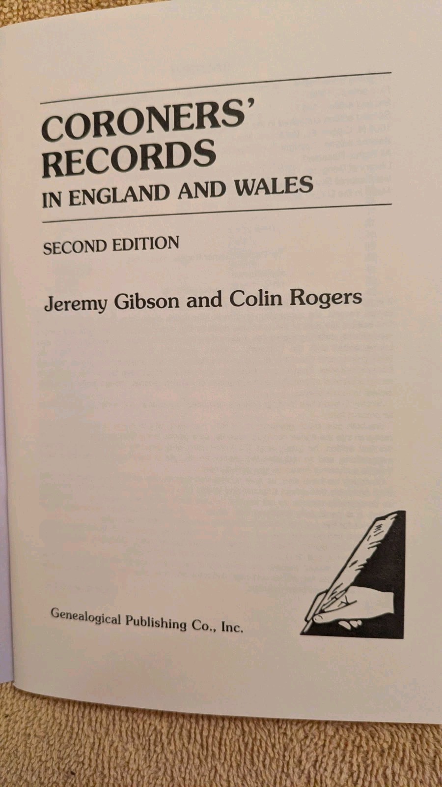 CORONERS‘ RECORDS IN ENGLAND & WALES, 2nd Edition, PB, 1998, Genealogy, 48 Pages
