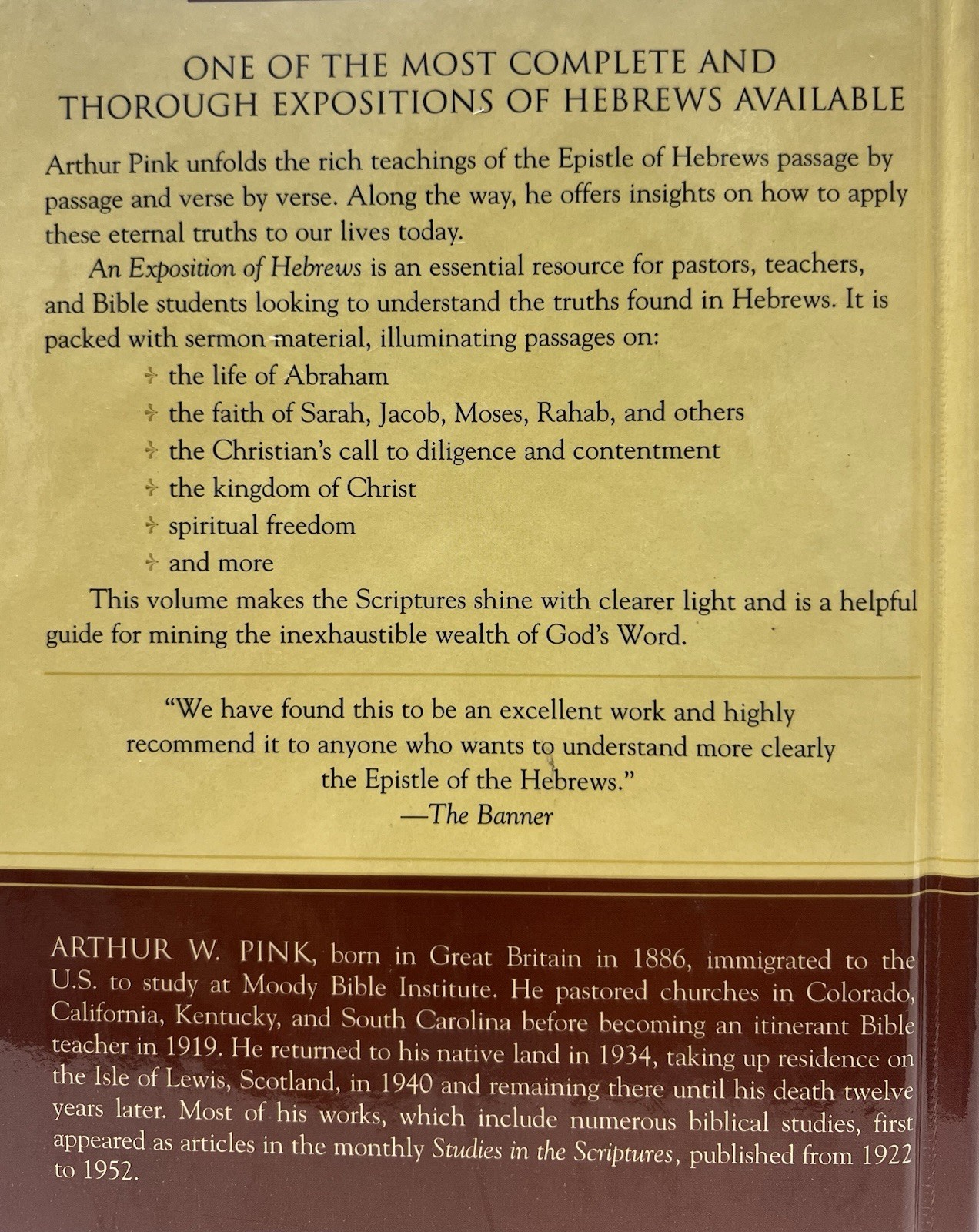 Exposition of Hebrews by Arthur W. Pink (2003, Hardcover)
