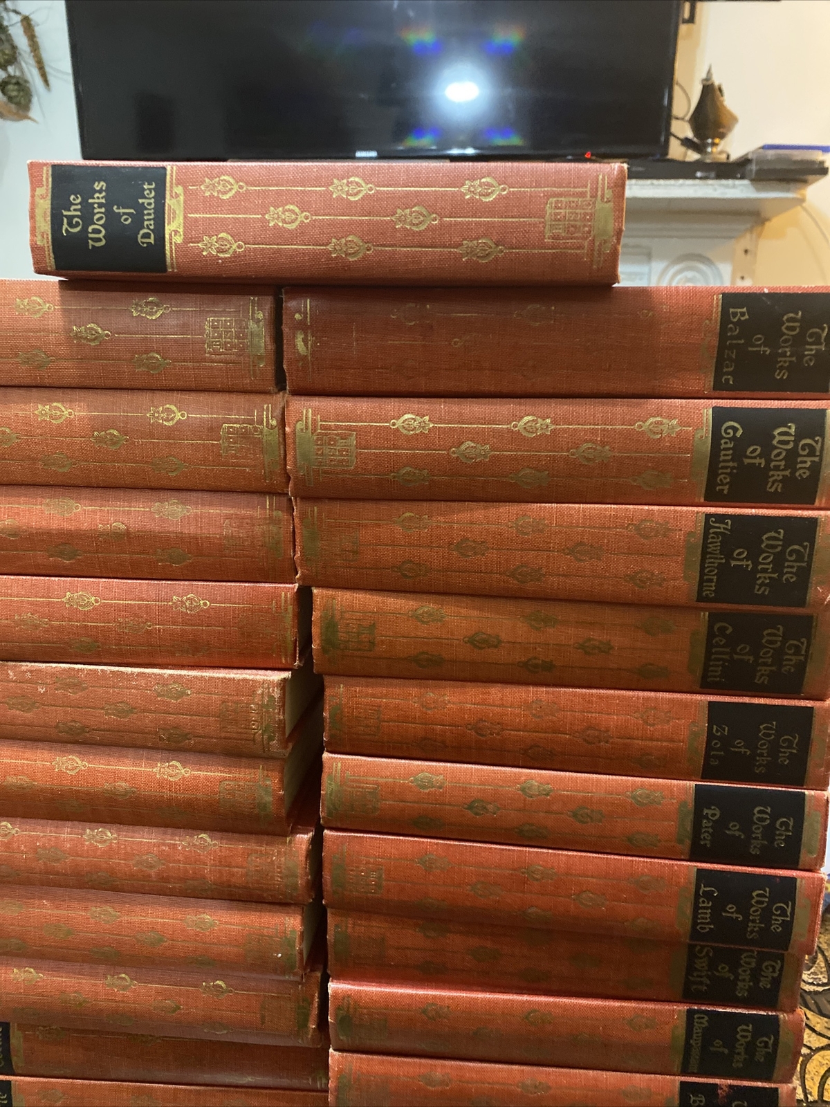 CLASSICS LOT OF 23 “THE WORKS OF“ LACK’s READERS SERVICE CO BOOKS, RED COVER
