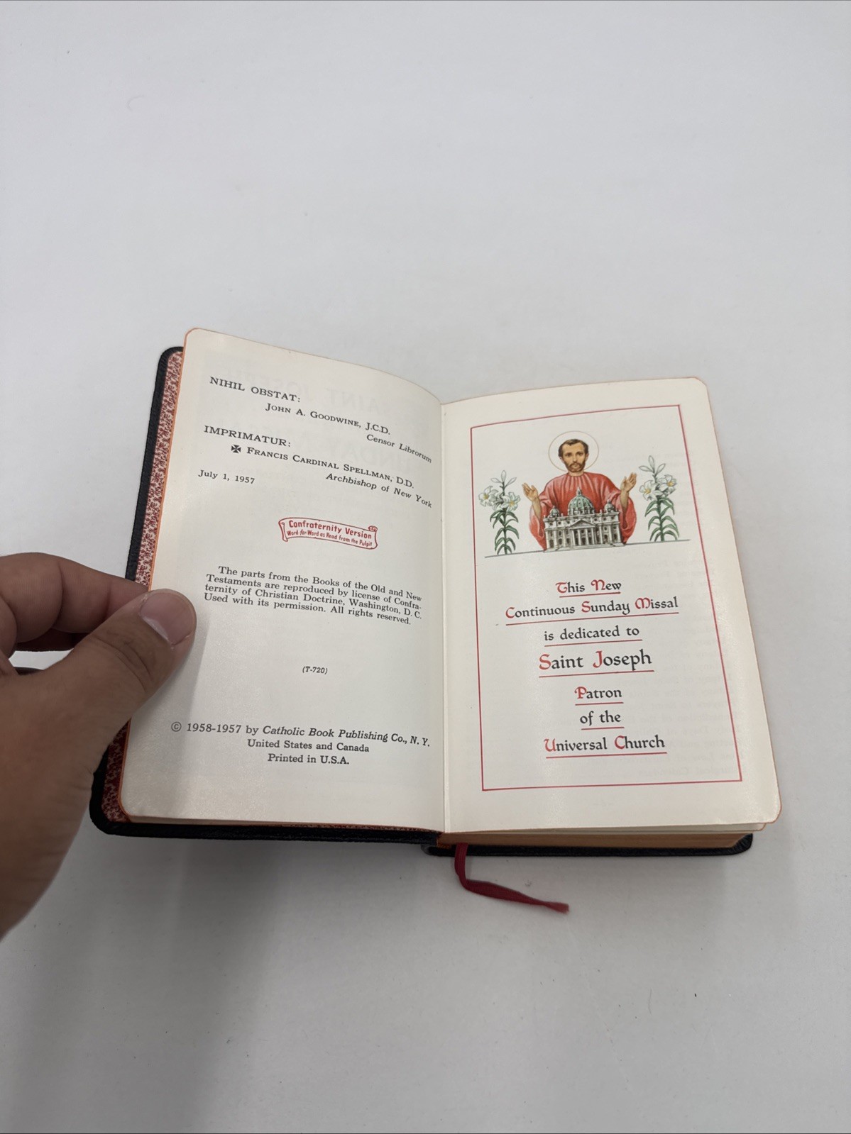 St. Joseph Continuous Catholic Sunday Missal & Hymnal English 1958 Leather