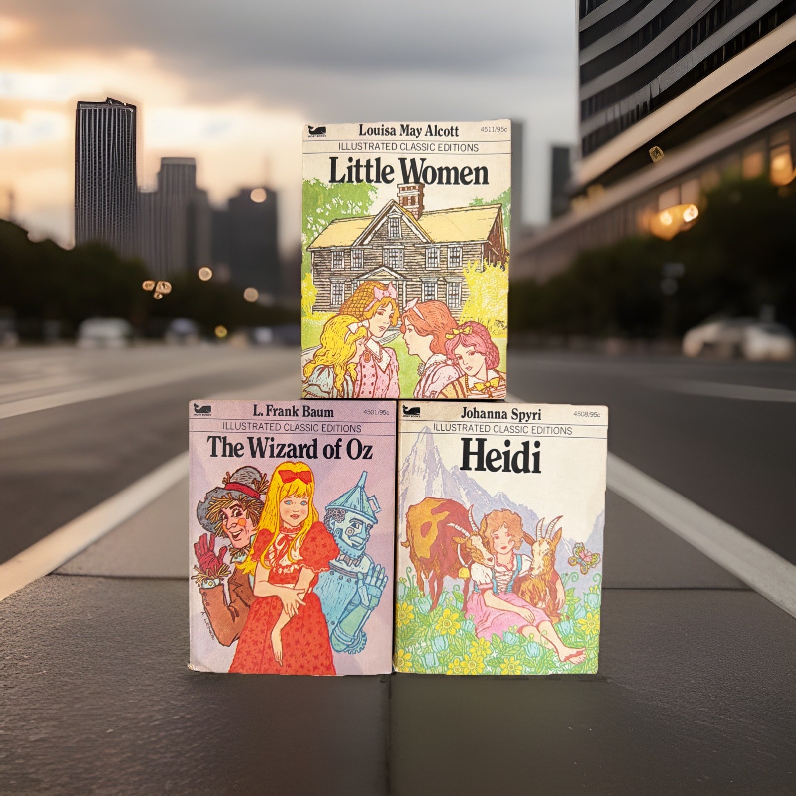 Lot of 3 Books Illustrated Classic Editions Mini Paperback Books Heidi, Wizard