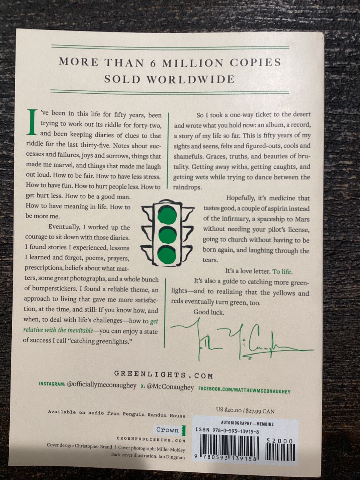 Greenlights by Matthew McConaughey (2024, Trade Paperback)