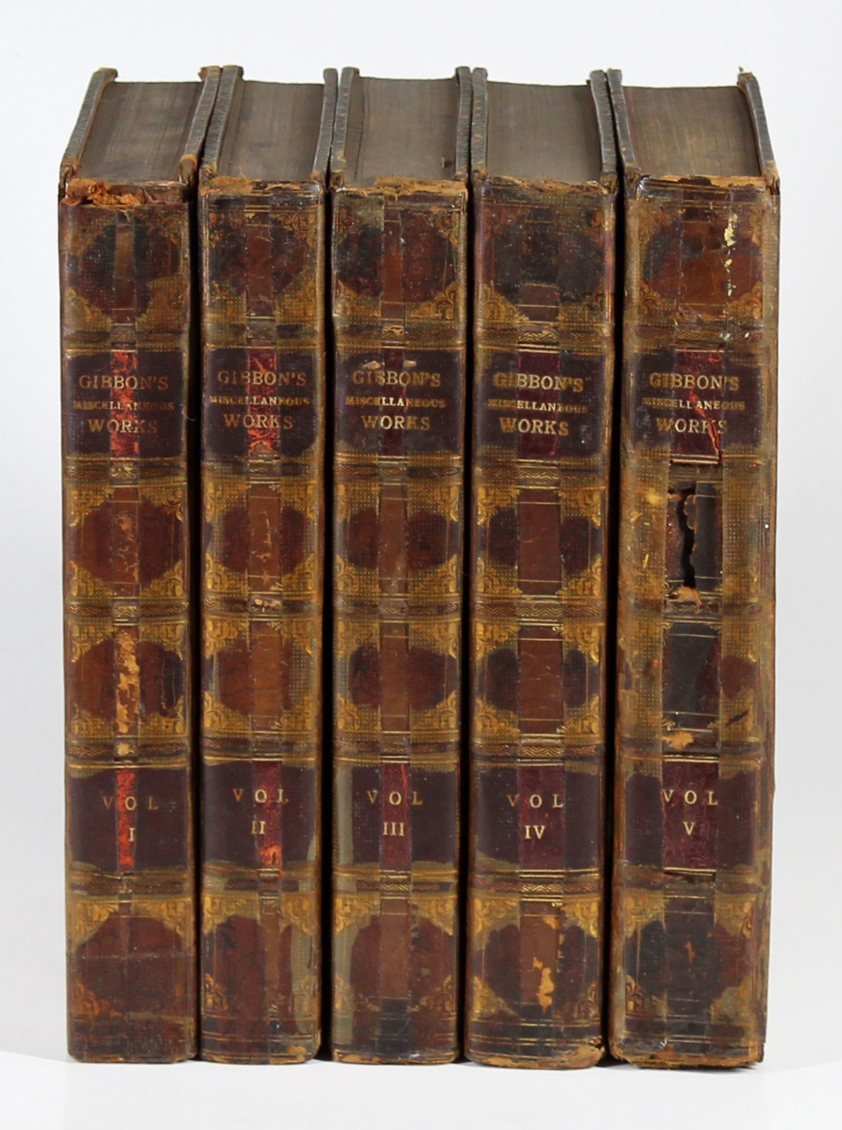 The Miscellaneous Works Of Edward Gibbon 2nd Edition 5 Volume Set 1814 Leather