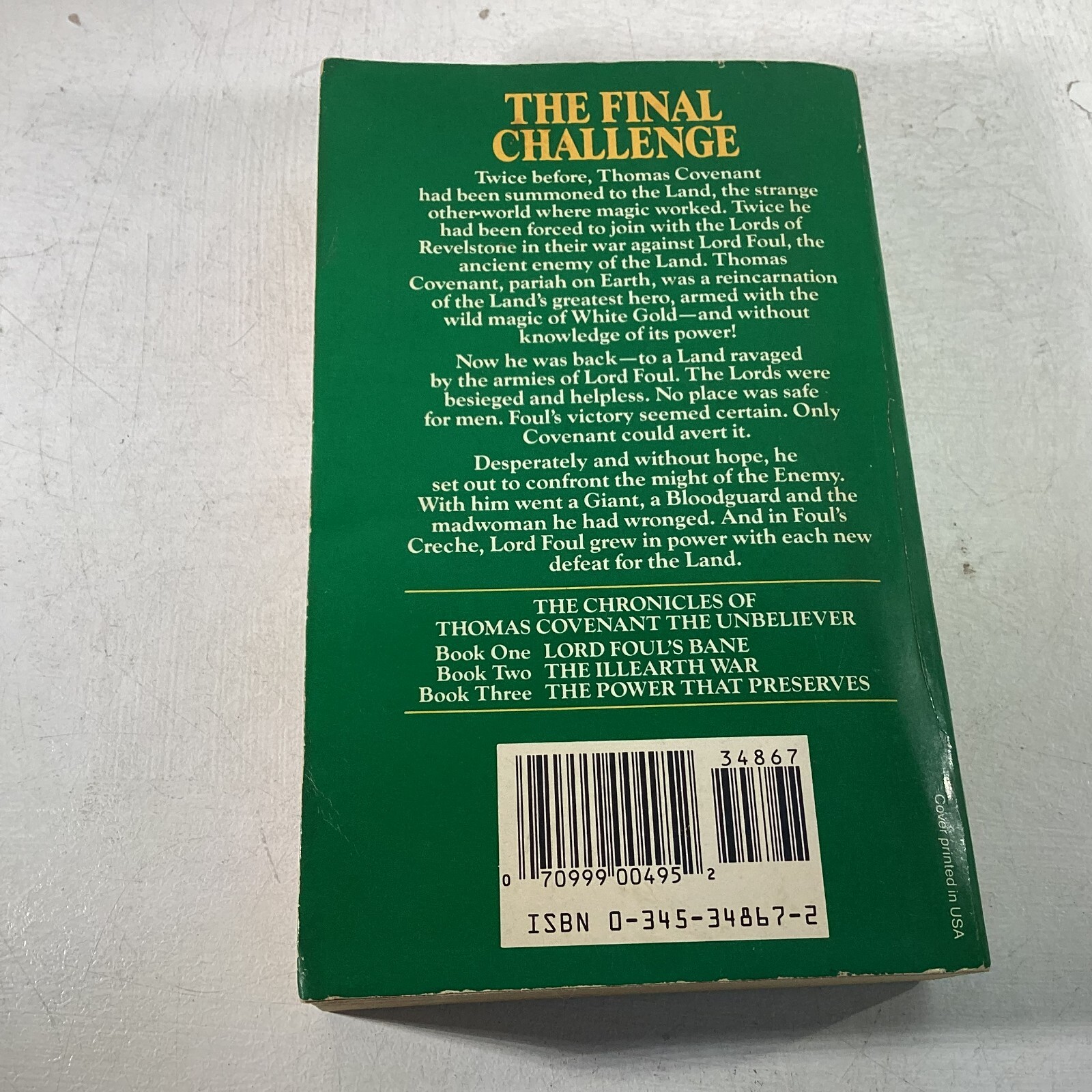 Donaldson The Chronicles of Thomas Covenant the Unbeliever 1-3 PB 1980s VG