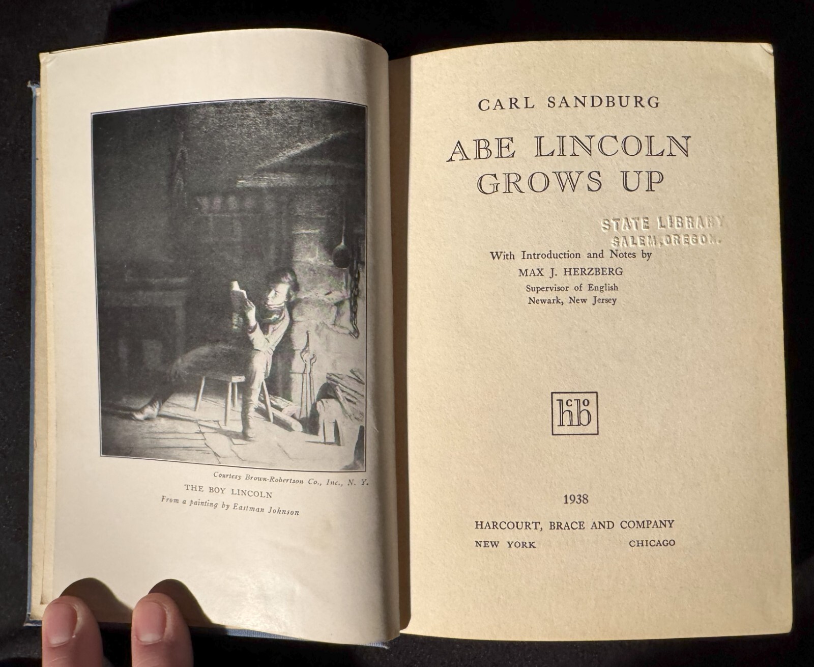 Abe Lincoln Grows Up by Carl Sandburg – Hardcover 1938 – 180 Pages