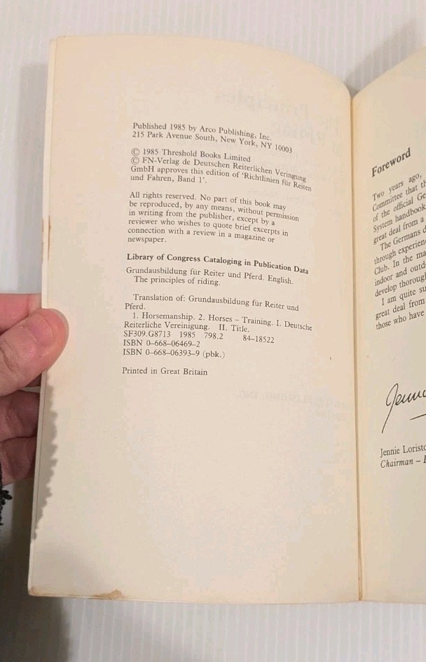 THE PRINCIPLES OF RIDING Official Instruction Handbook German Equestrian Horses