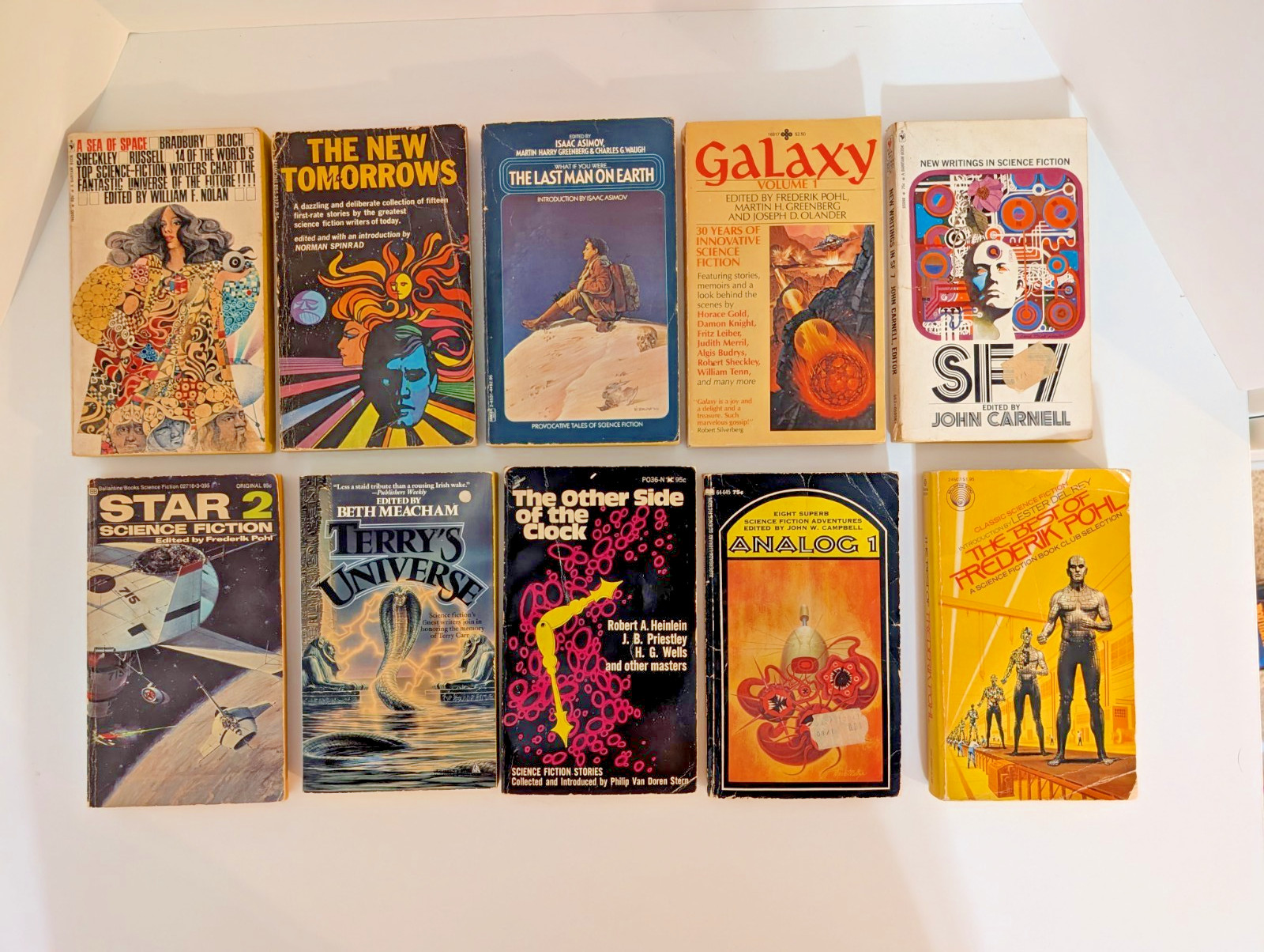 Vintage Sci-Fi 10 Paperback Lot Pohl Asimov Nolan Campbell Anthologies