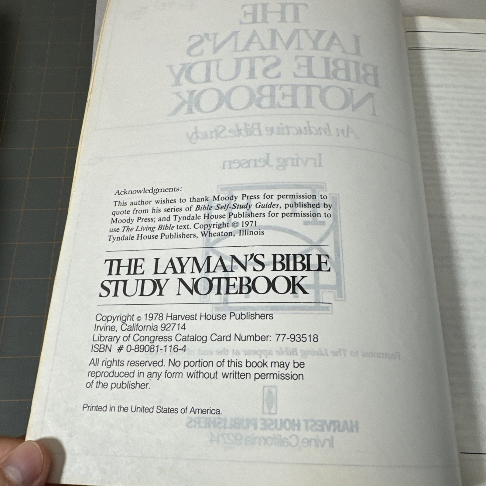 The Layman’s Bible Study Notebook by Irving Jensen 1978 Religion Book