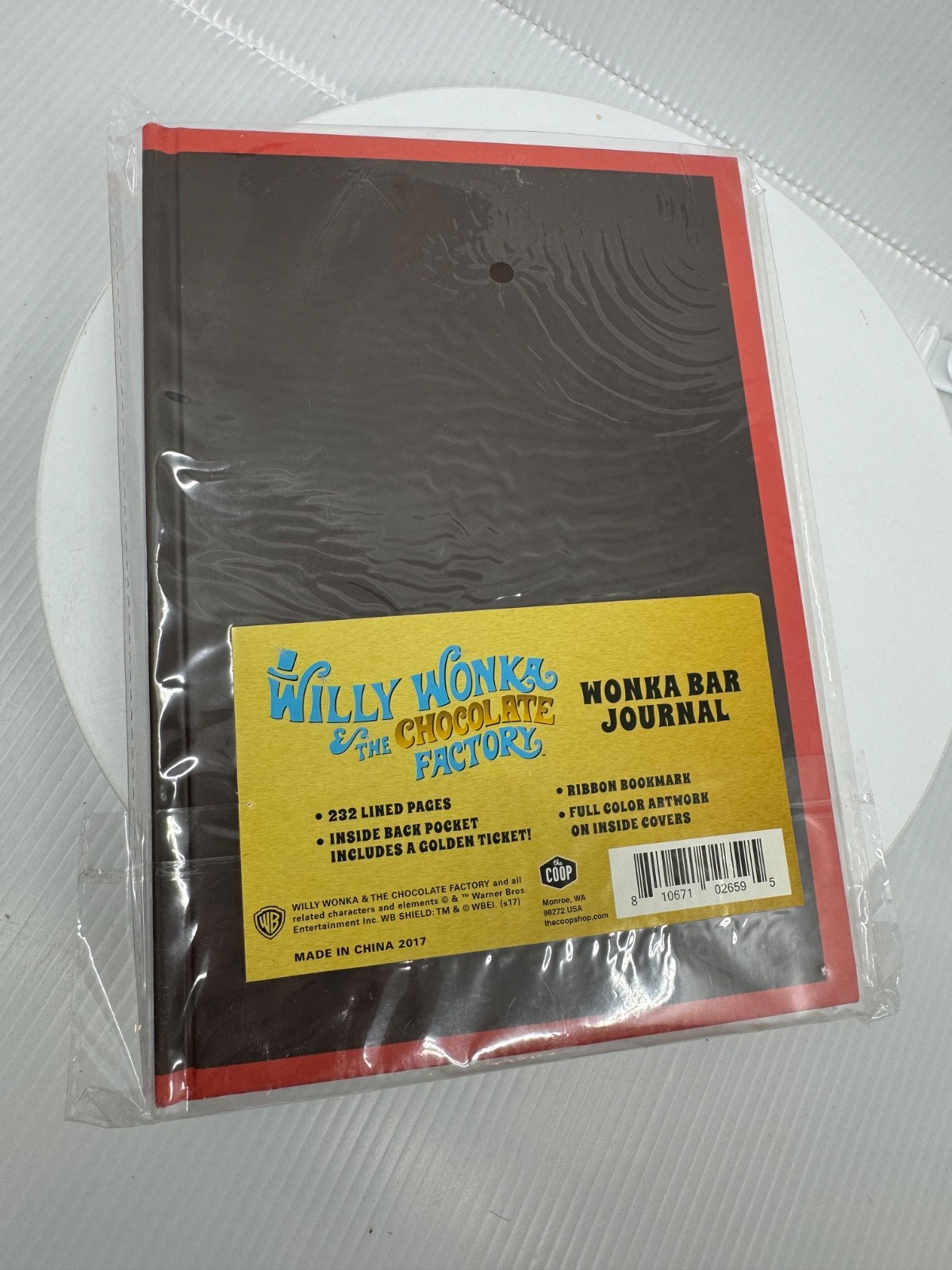THE COOP- WILLY WONKA WONKA BAR WITH GOLDEN TICKET- HARDCOVER JOURNAL-232 pages