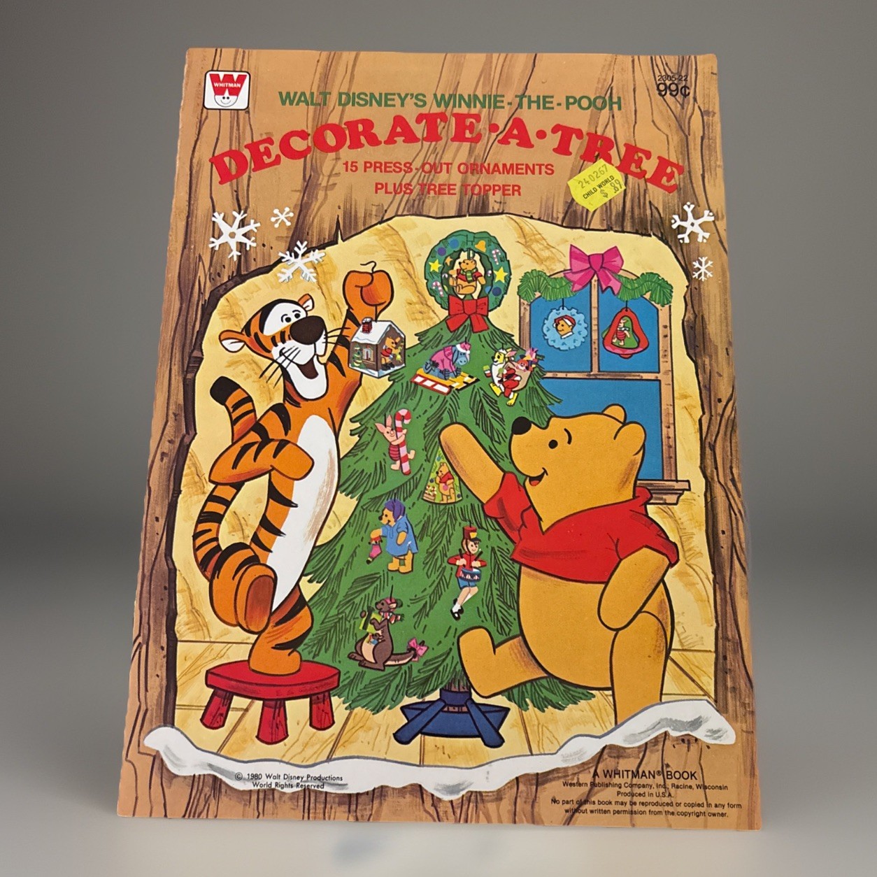 NEW Vintage Christmas Winnie The Pooh Decorate A Tree Press Out Ornaments 1980