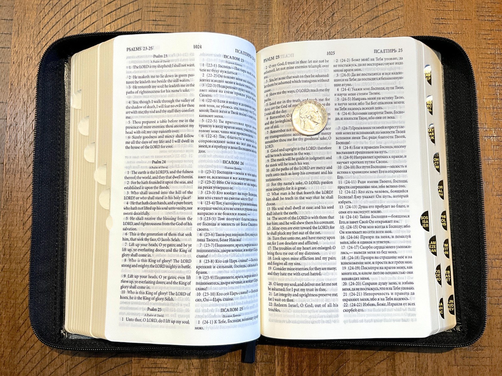 Russian/English Parallel Bible, Synodal/KJV, Black Imitation Leather Zip Cover