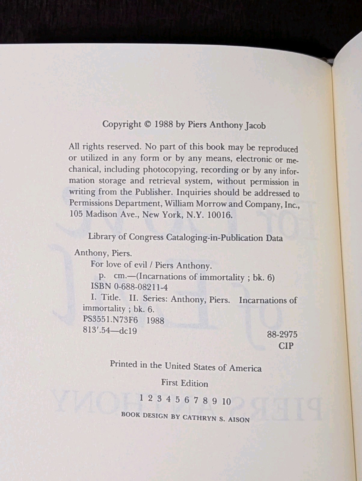 Incarnations of Immortality Piers Anthony 1st Edition 1st Print Complete Set