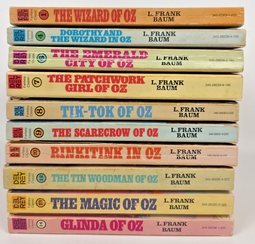 Lot 10 Wizard of Oz Del Rey Paperback L Frank Baum 1 4 6-10 13 & 14 First Prints
