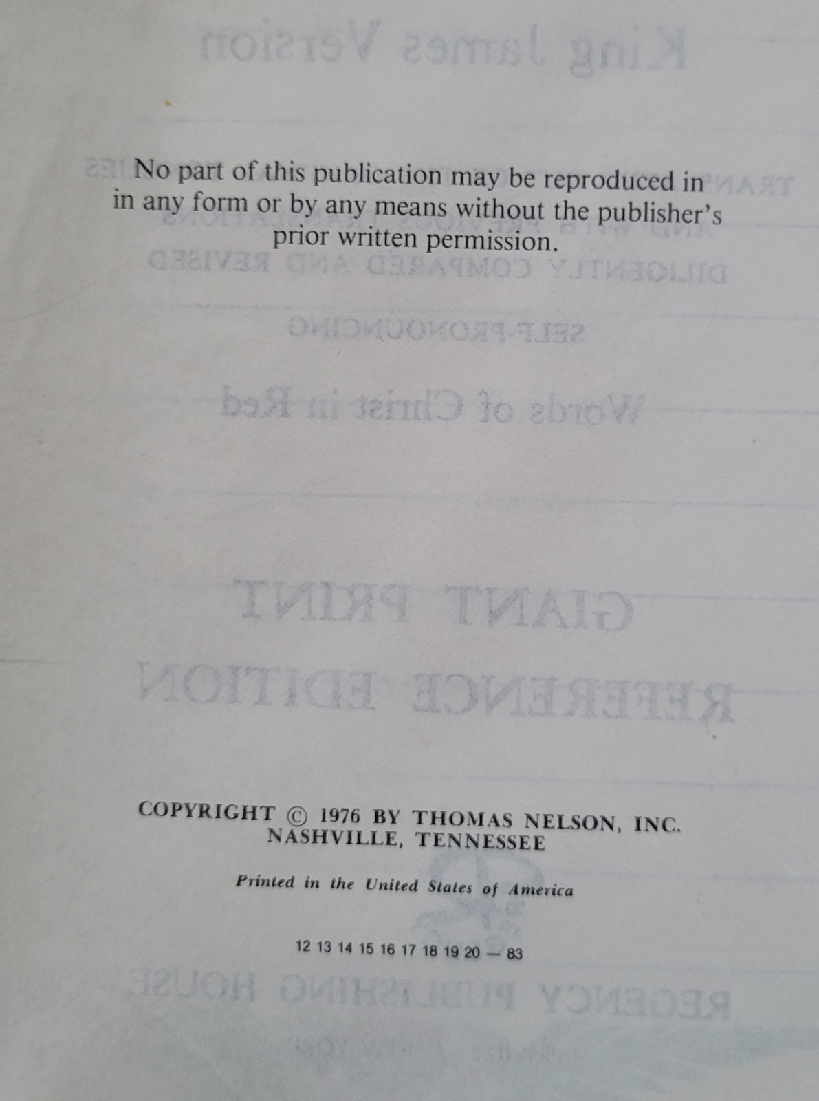 Holy Bible Faith Partners Edition KJV GIANT PRINT Old Time Gospel Red Letter ’76