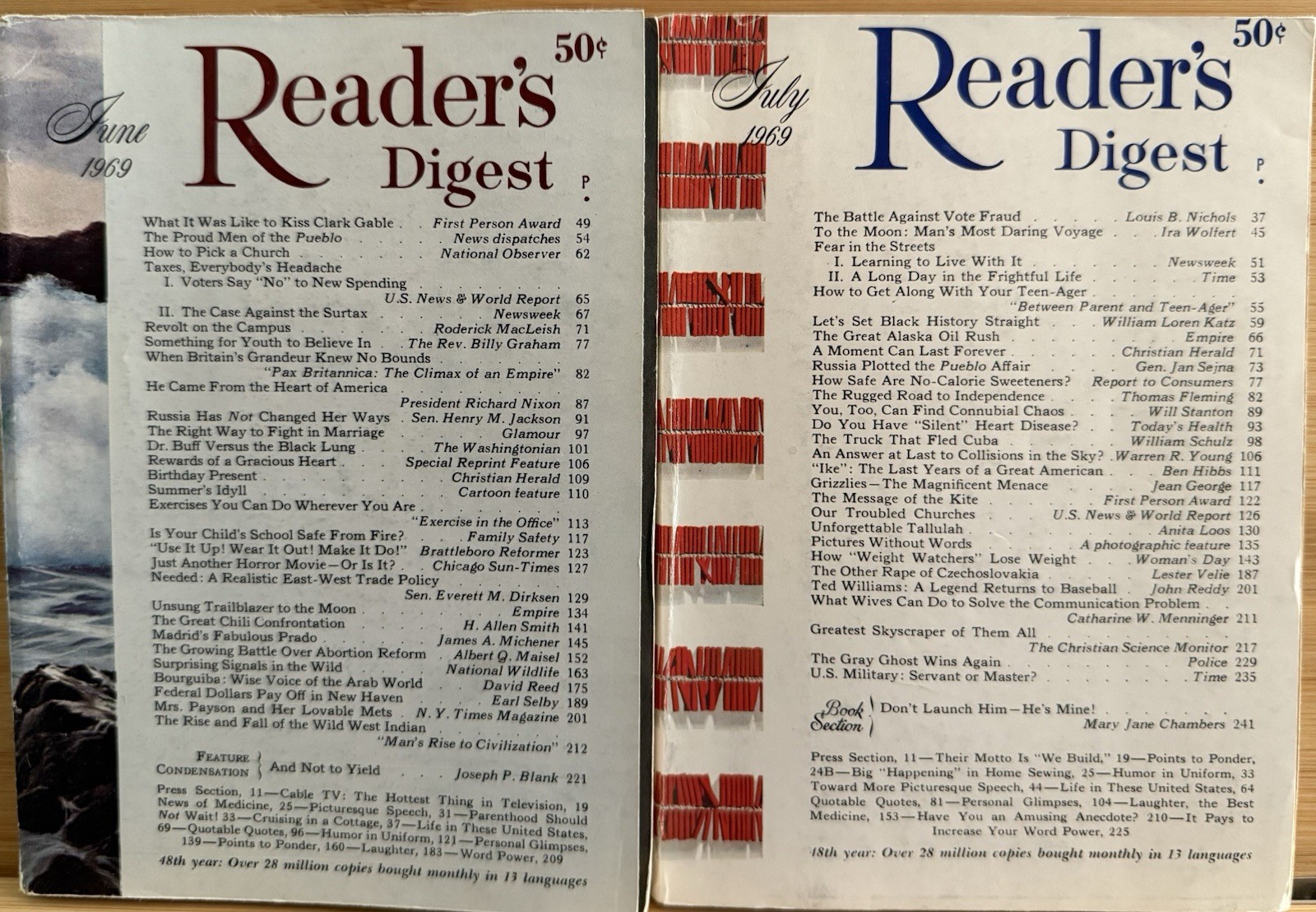 1969 June July (2) READER’S DIGEST MAGAZINE Vintage Ageless Fun Short Stories