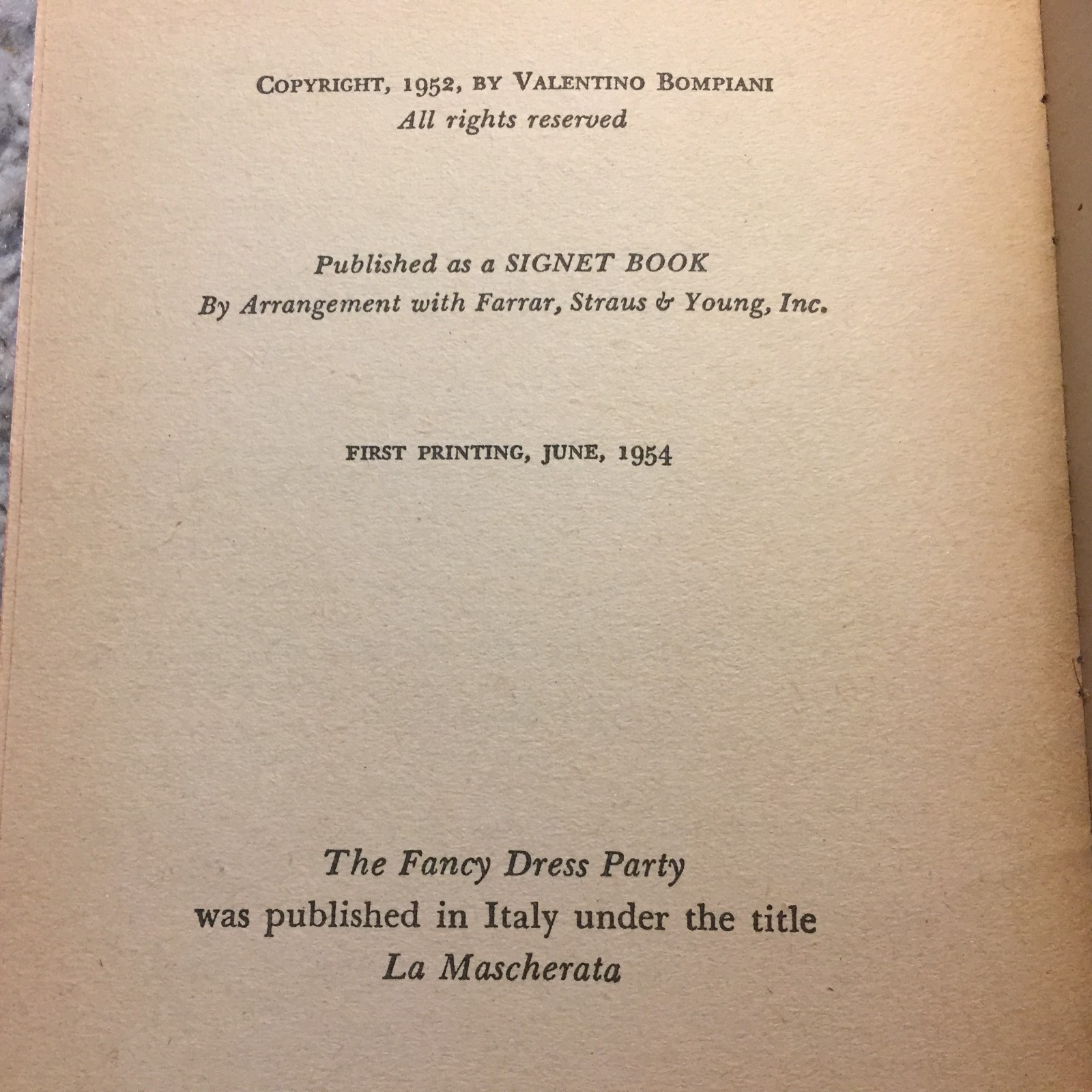 The Fancy Dress Party Alberto Moravia 1954 Signet Allegorical Political Satire