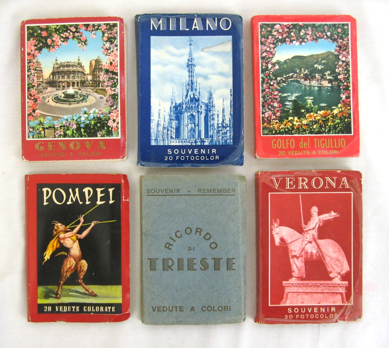 Lot of 6 Souvenir 60 Fotocolor 3×4″ Color Photos Foldout 1960’s Italy