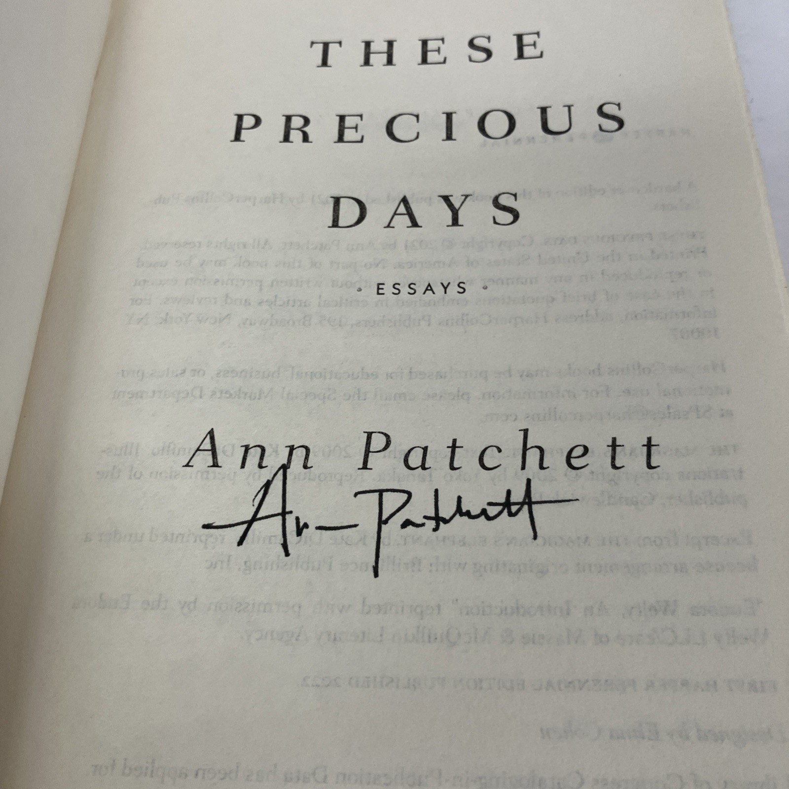 SIGNED Ann Patchett Patron Saint of Liars + These Precious Days (Lot of 2 PBs)