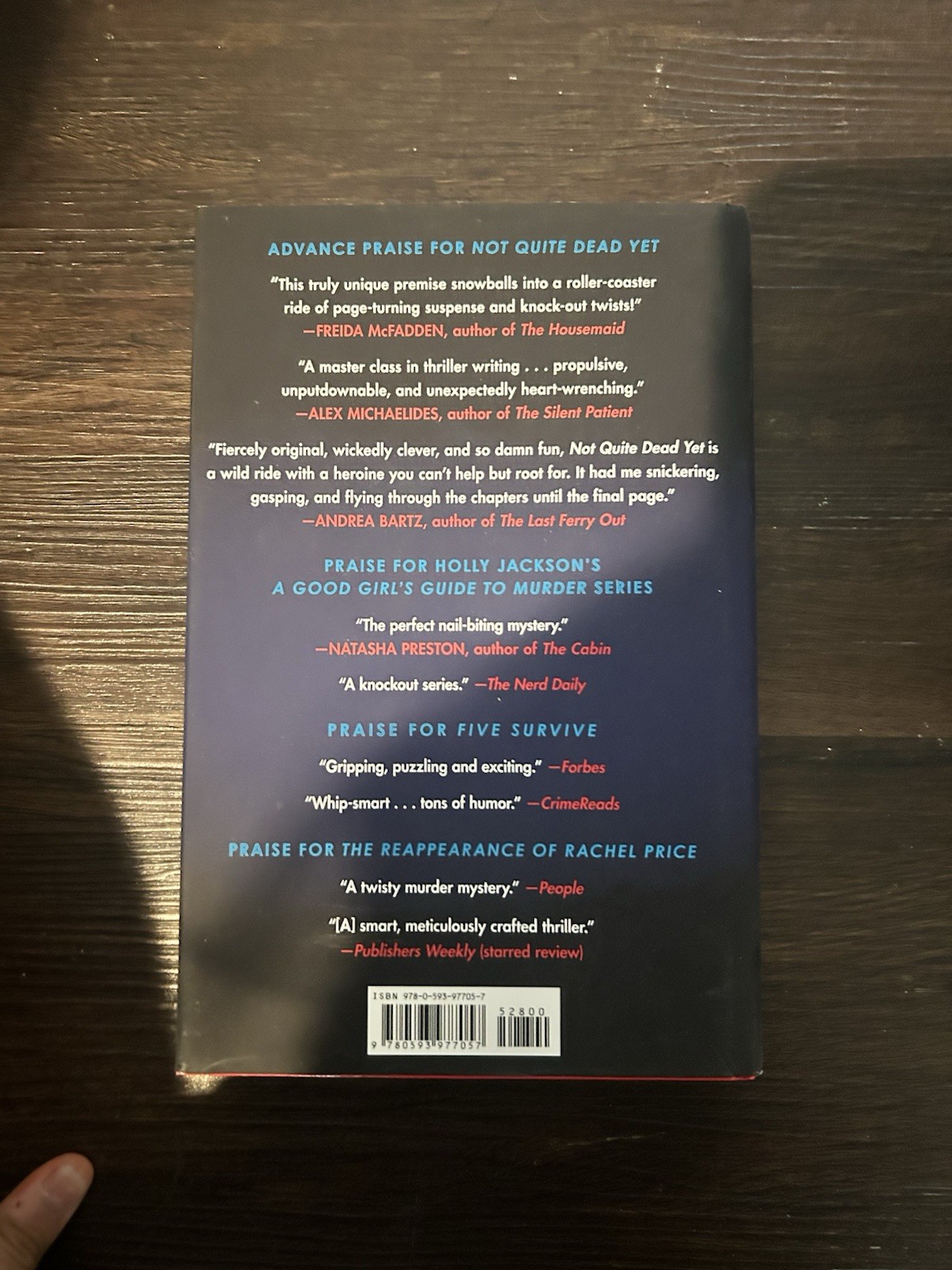 Holly Jackson Not Quite Dead Yet Hardcover 2025 Random House Thriller Mystery