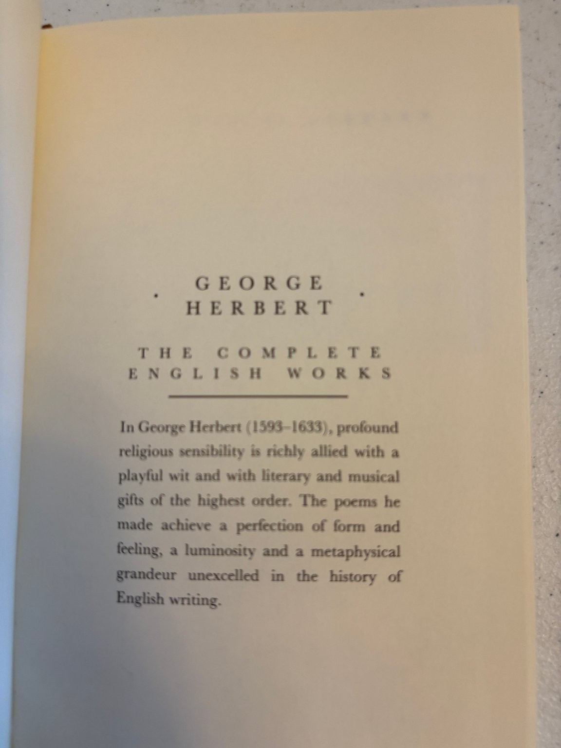 The Complete English Works George Herbert Everyman’s Library Knopf Poetry