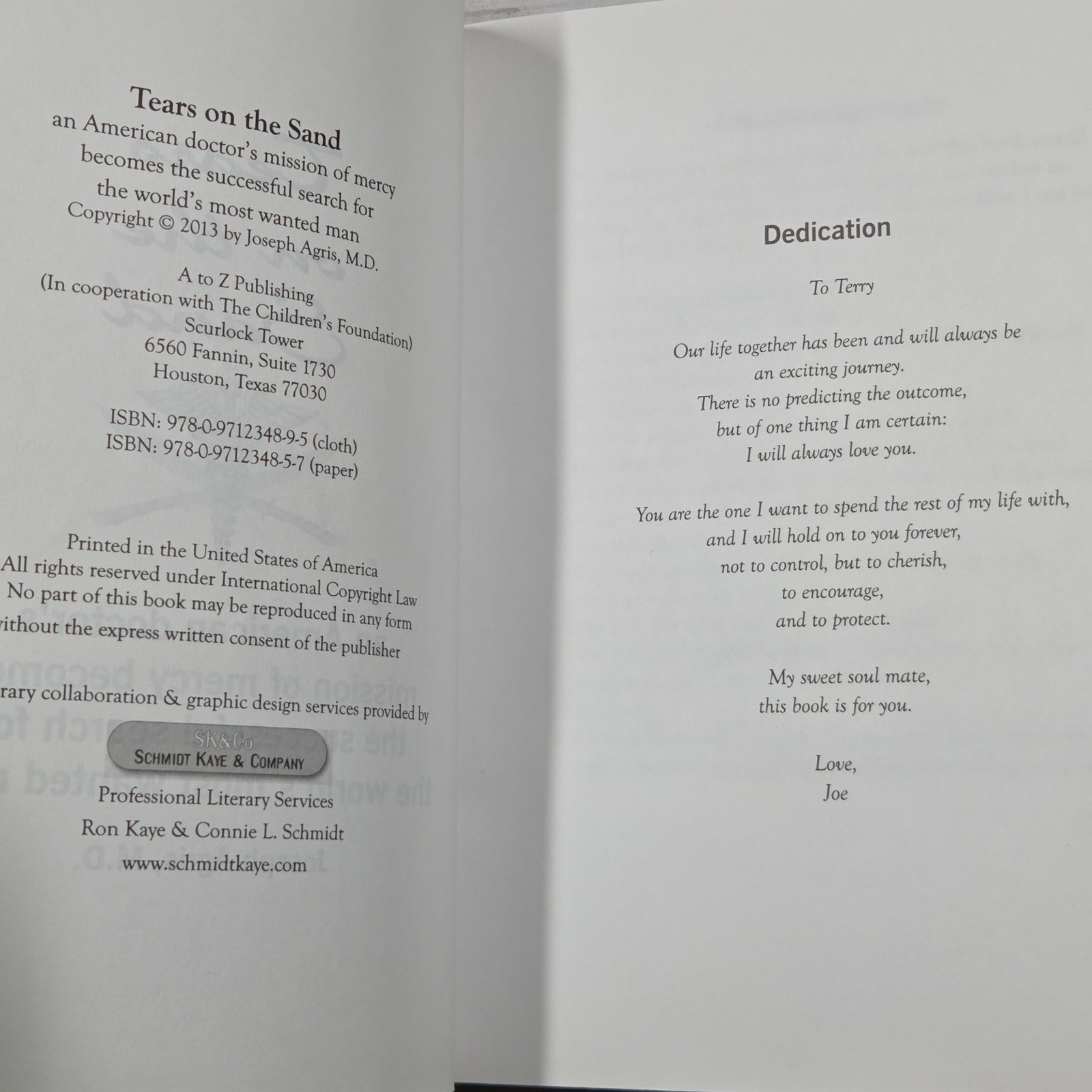 Joseph Agris Tears On The Sand Book Signed Copy