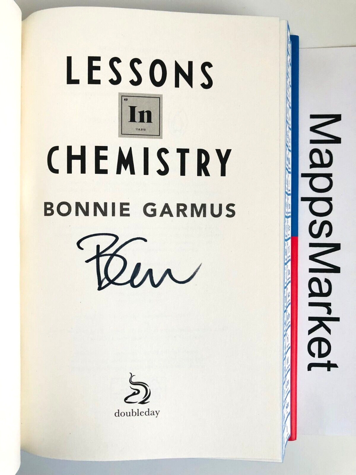 SIGNED Lessons in Chemistry by Bonnie Garmus WATERSTONES HC 1/2 ~STENCILED EDGE