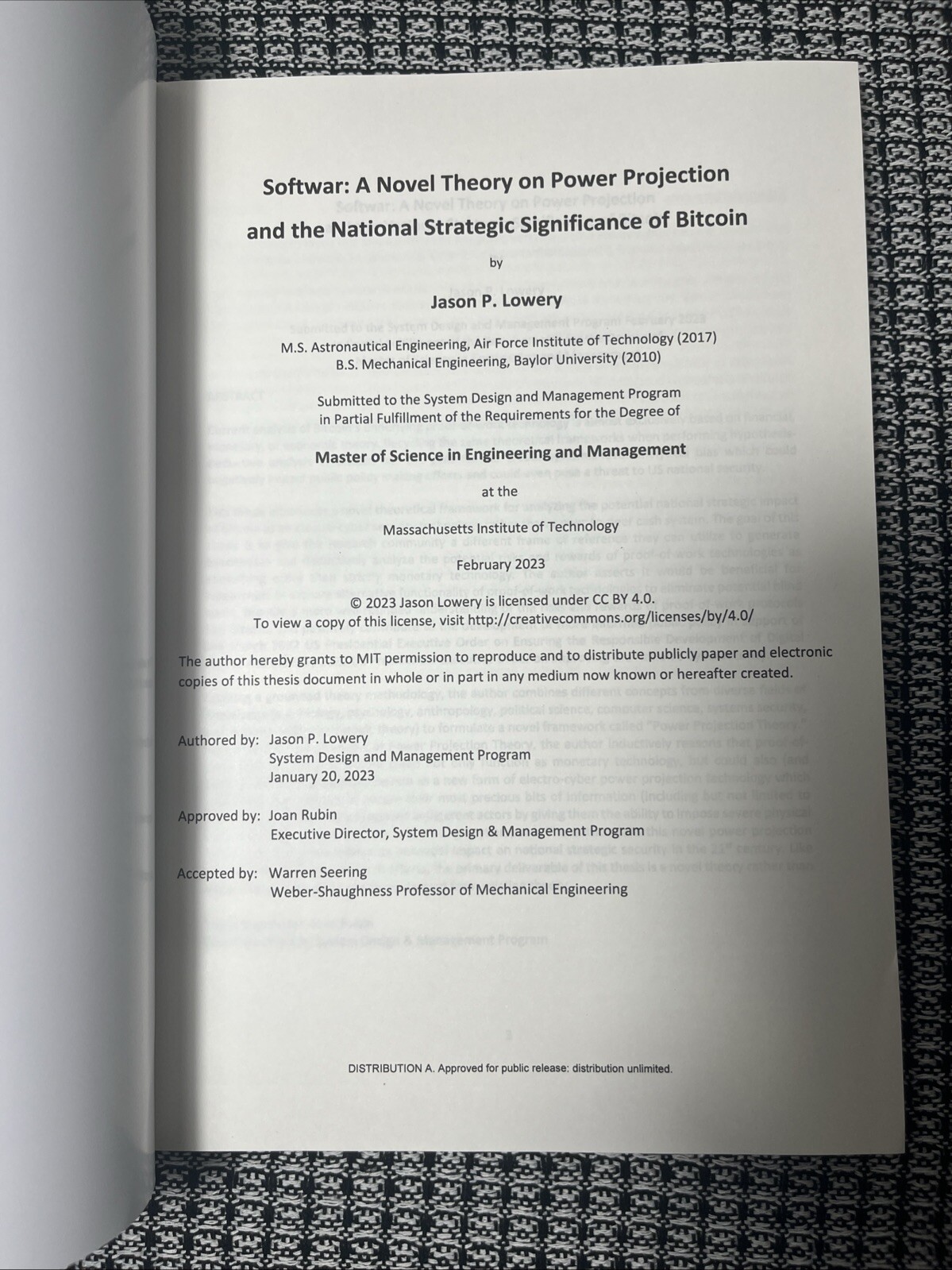 Softwar: A Novel Theory on Power Projection Jason Lowery BITCOIN PAPERBACK New