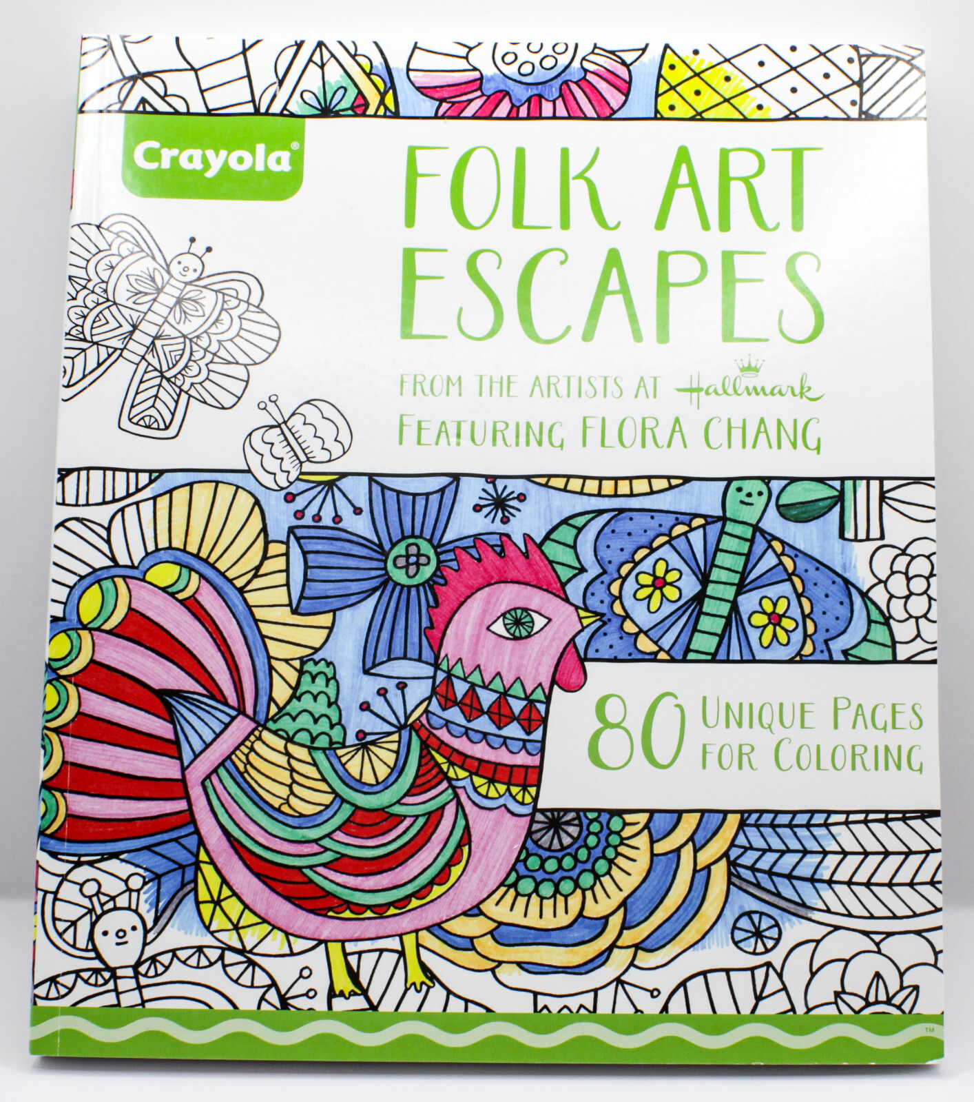 Hallmark Crayola FOLK ART ESCAPES Adult Coloring Book – 80 Pages – NEW!
