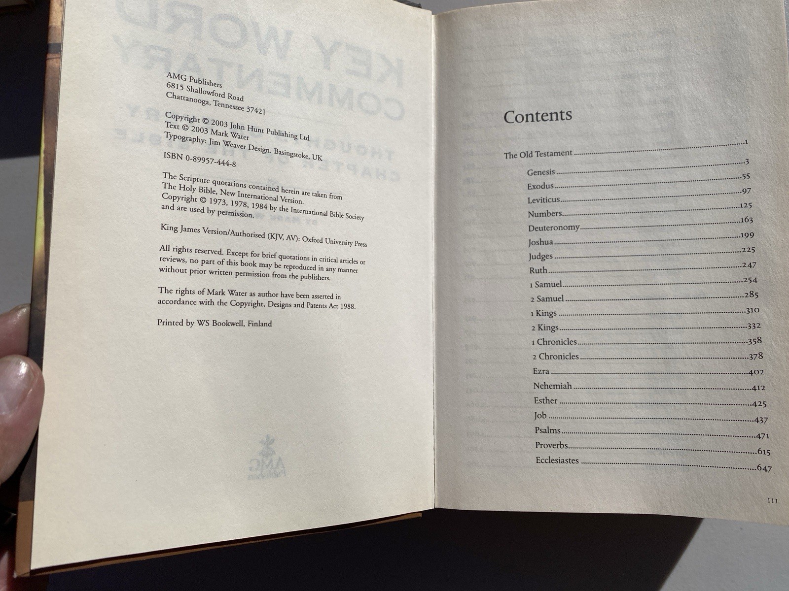 Key Word Commentary: Thoughts on Every Chapter of the Bible Mark Water HC 2003