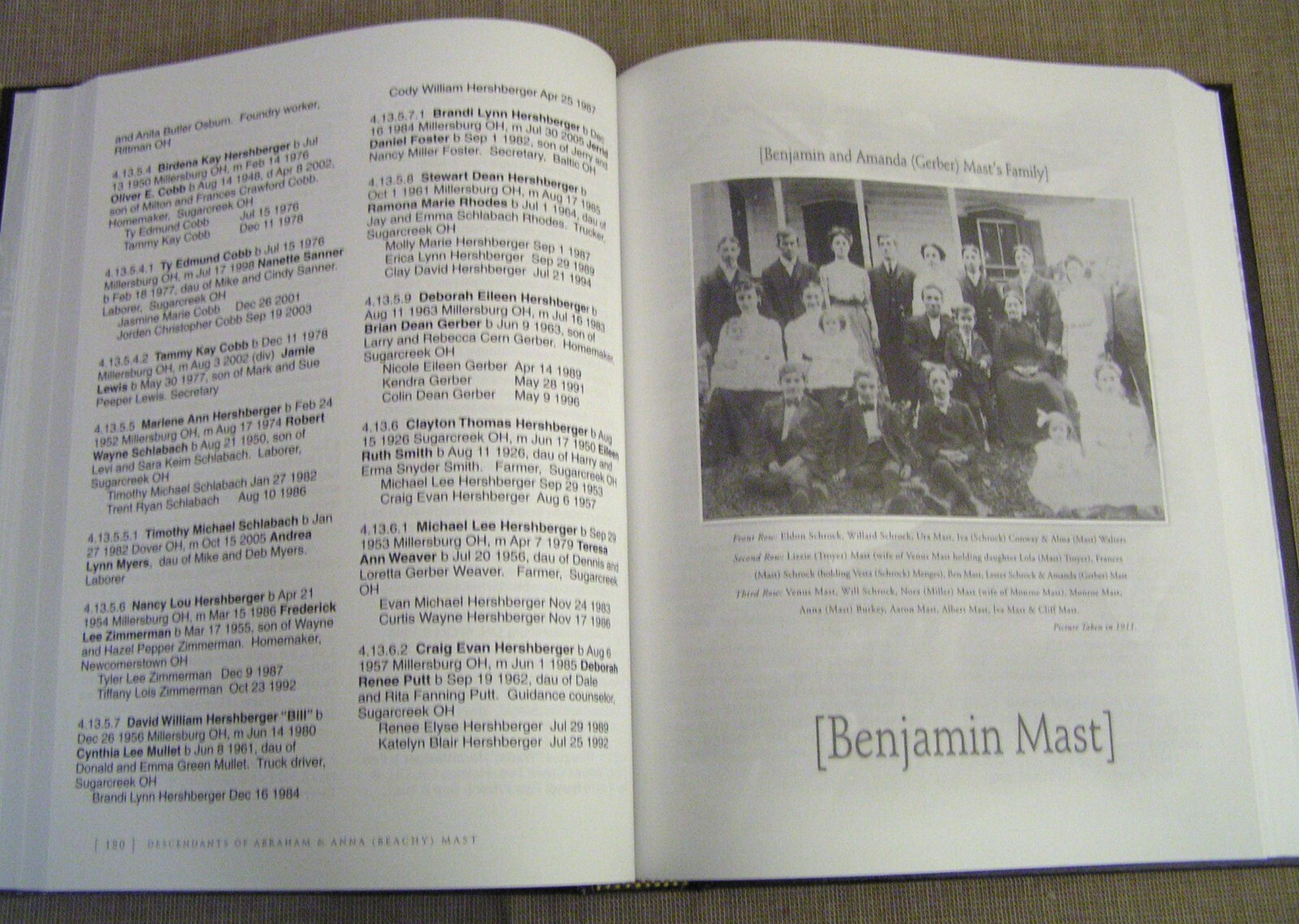 Descendants of Abraham & Anna (Beachy) Mast Amish Family History Genealogy Book