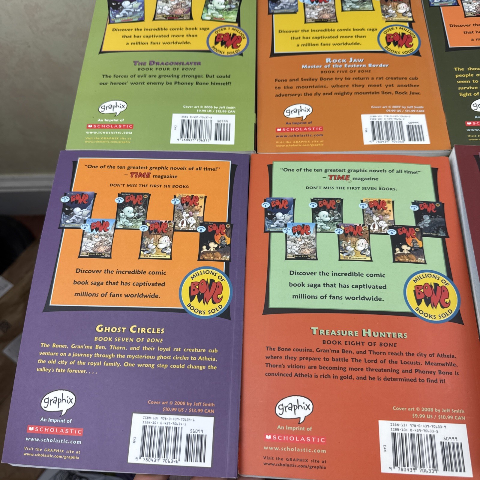 Complete Set 1-9 Graphic Novel BONE Jeff Smith PB Scholastic Graphix Color