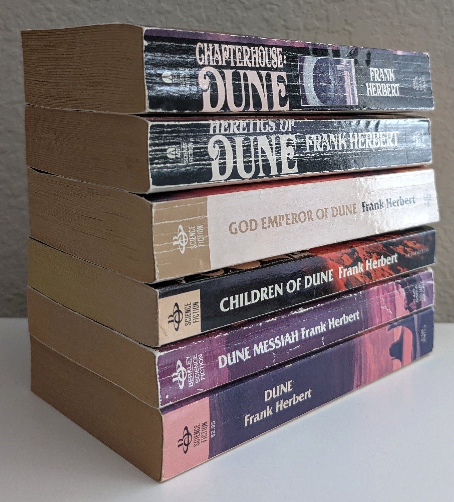 Frank Herbert = complete DUNE sextet = 6 vintage paperbacks 1970s