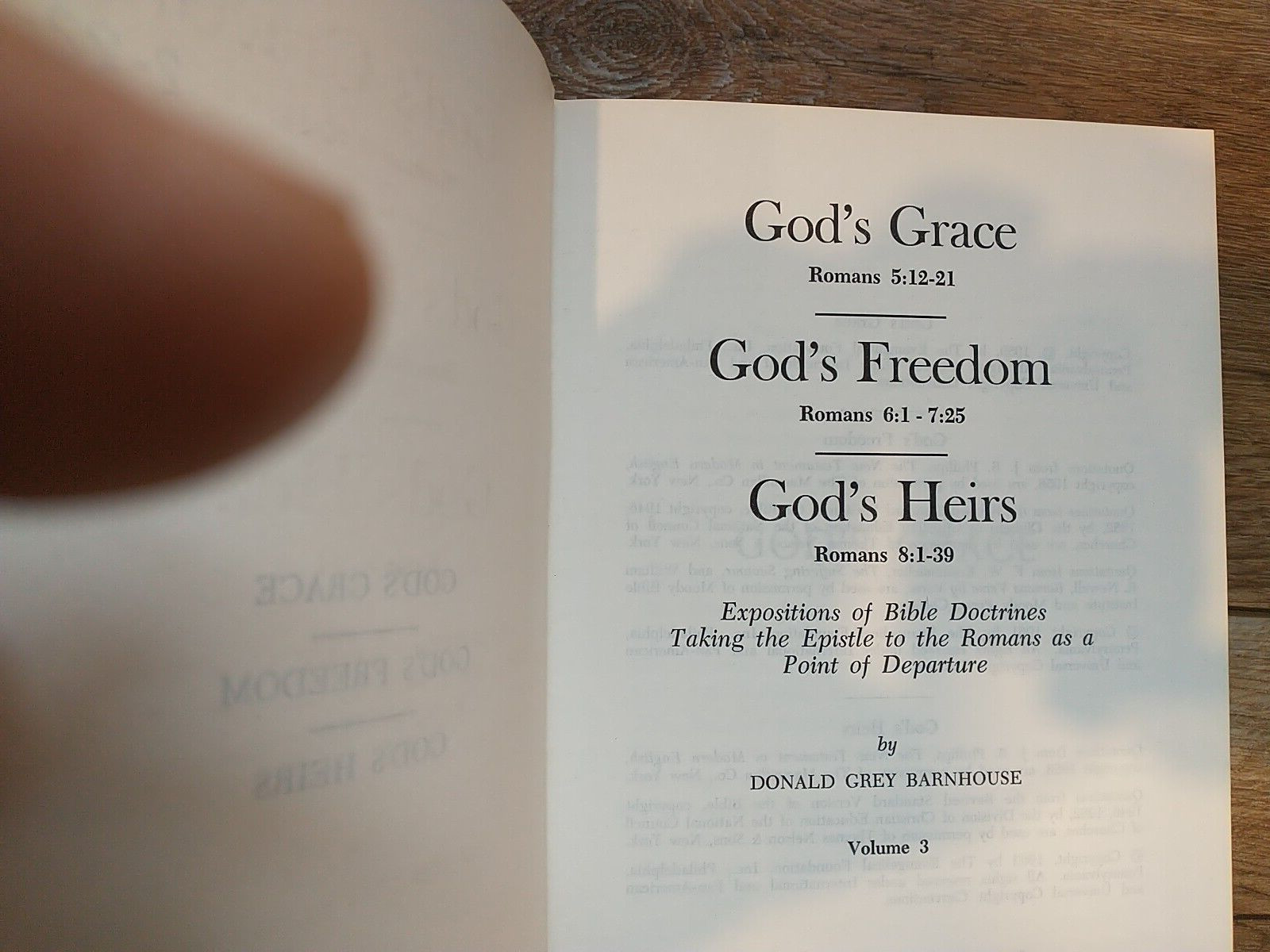 God’s Grace Freedom Heirs Romans Volume 3 Donald Barnhouse Book III Bible 1983