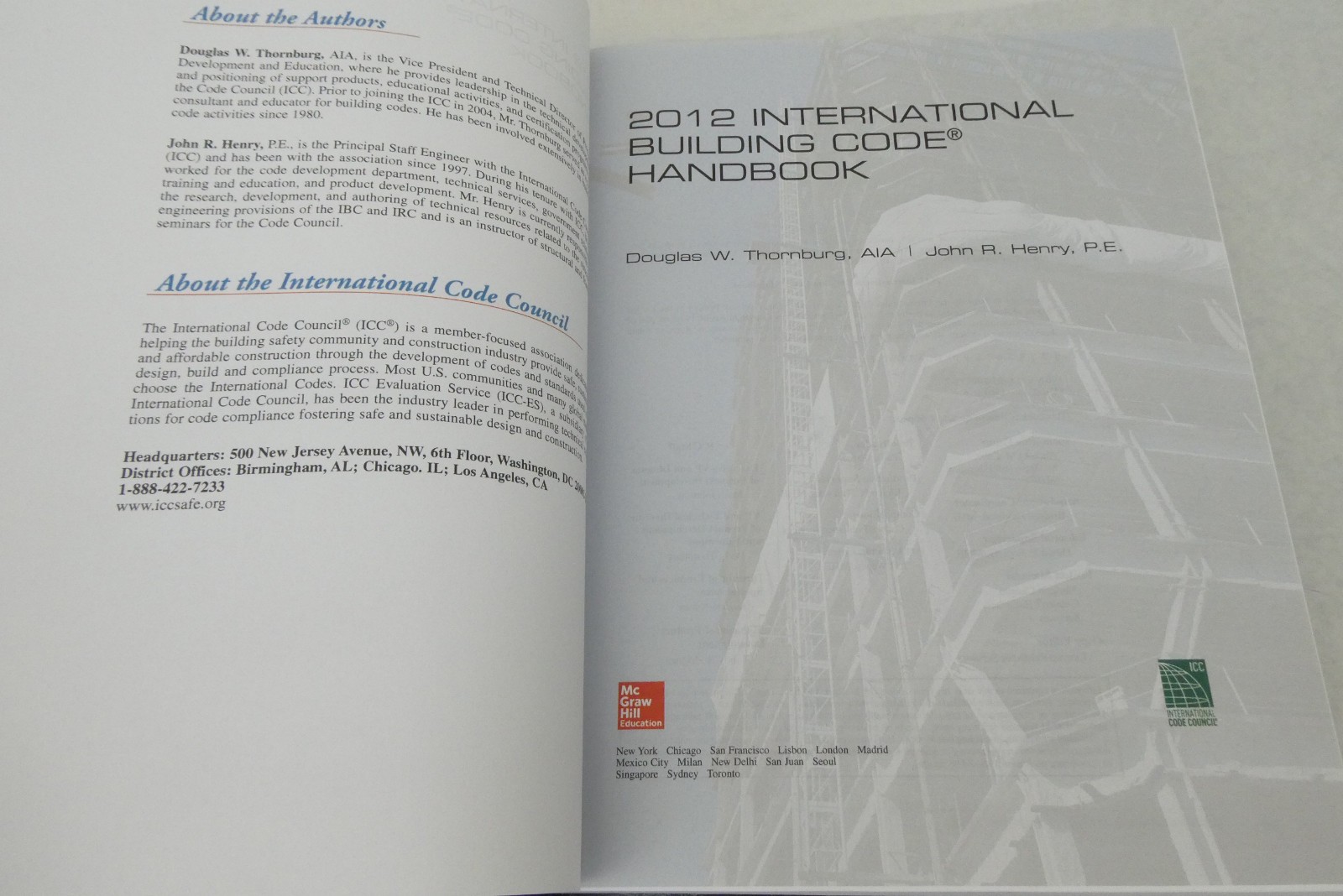 2012 International Building Code Handbook Hardcover ICC McGraw-Hill Thornburg