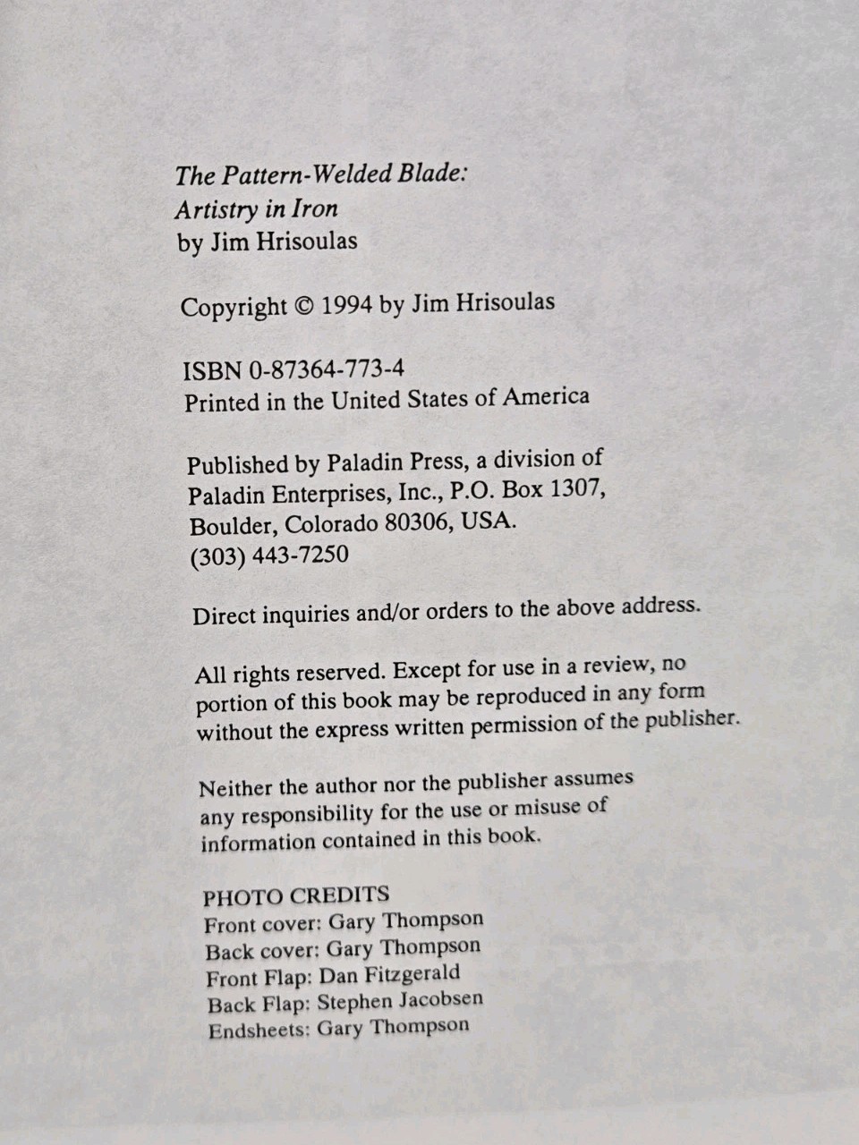 The Pattern Welded Blade Jim Hrisoulas Hardcover Artistry Iron Bladesmithing