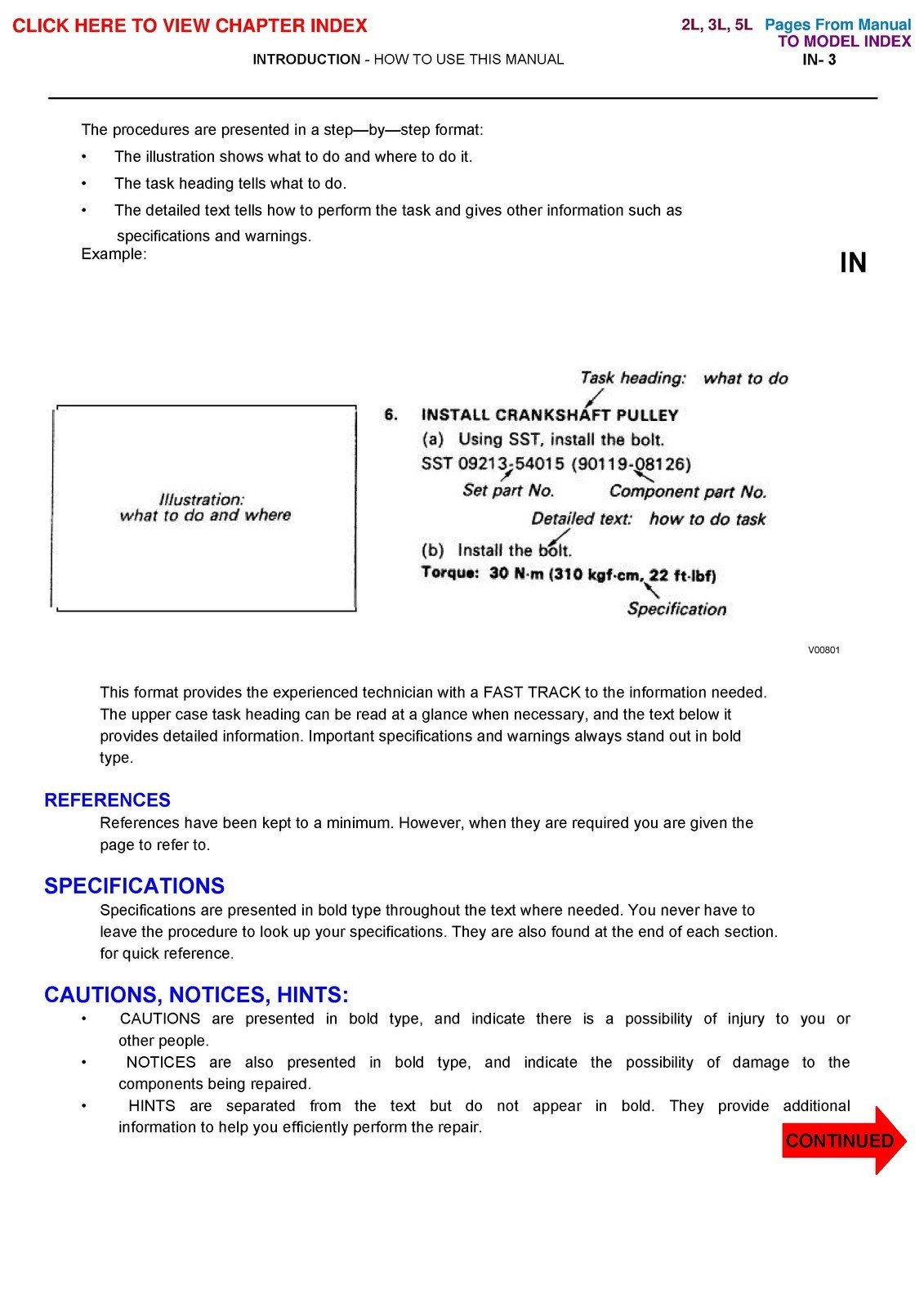 TOYOTA 2L 3L Diesel Engine Repair Manual 1999, EXTRA-DUTY BINDER, TOUGH COVERING