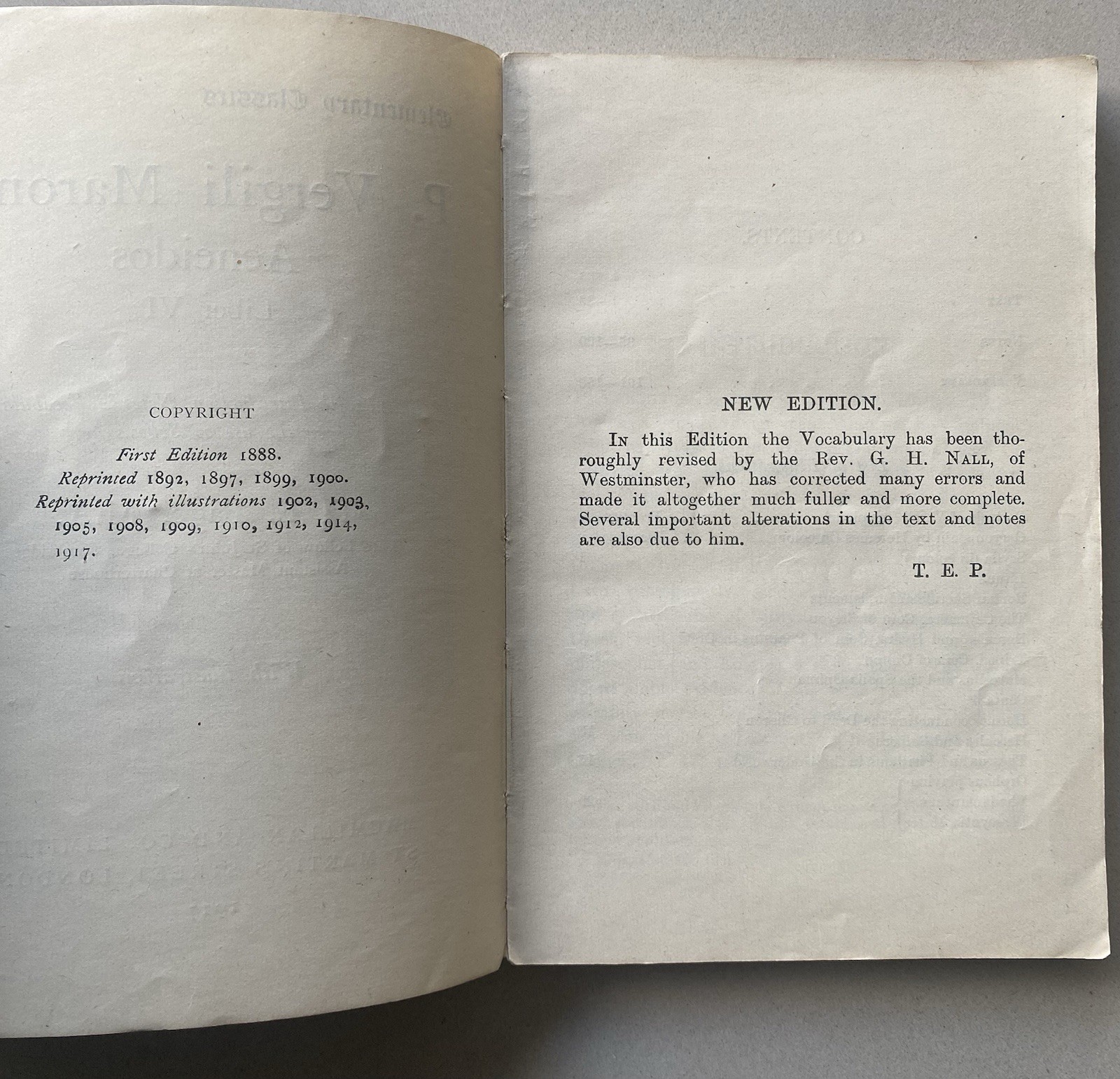 Vergil Aenid VI – T. E. Page – 1917 Latin / English Text PB – Antique Literature