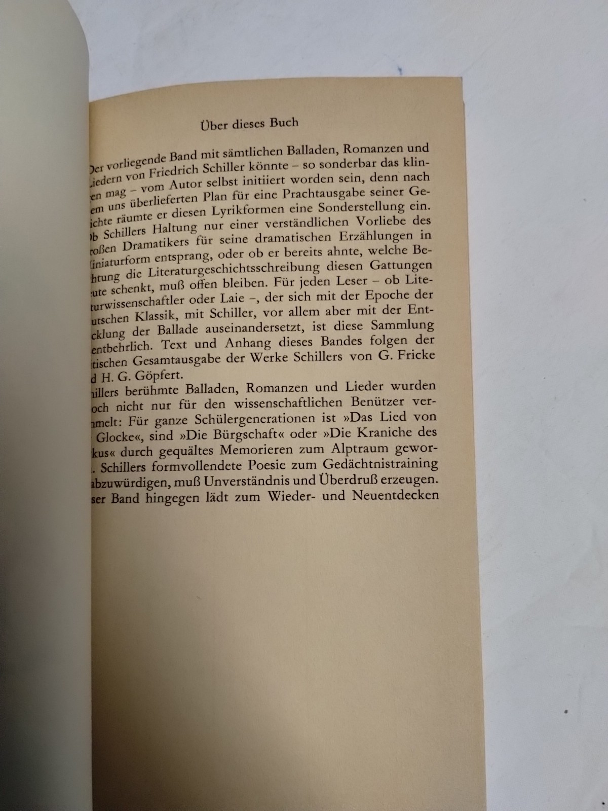 Balladen, Romanzen Und Lieder by Friedrich Schiller 1984 Vintage German 80’s PB