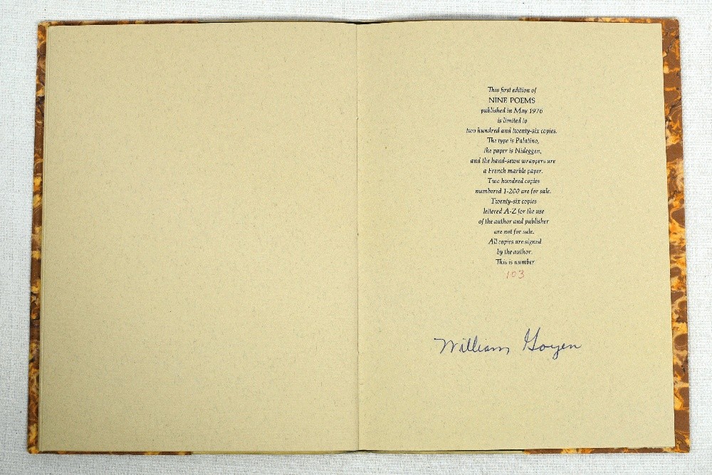 NINE POEMS by William Goyen Signed Limited Edition