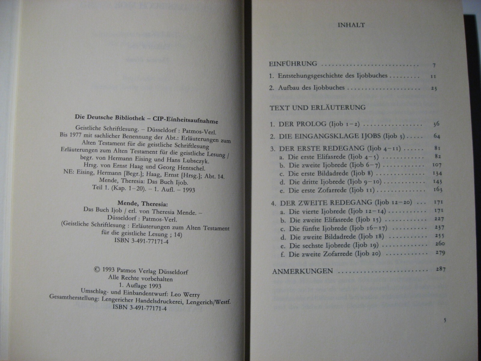 Das Buch Ijob, Teil 1, Geistliche Schriftlesung, Patmos Verlag