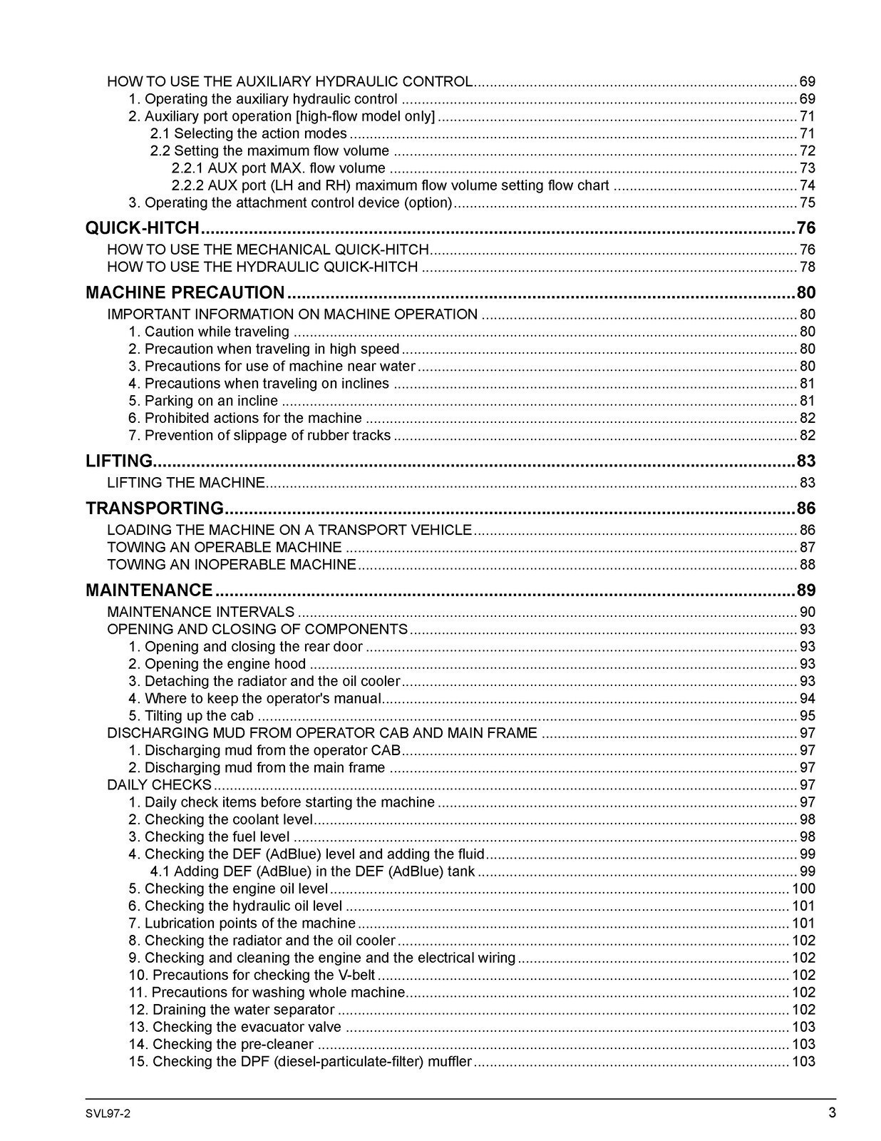 KUBOTA SVL97-2 TRACK LOADER OPERATORS MANUAL TOUGH CLOSURE – TOUGH COVERS