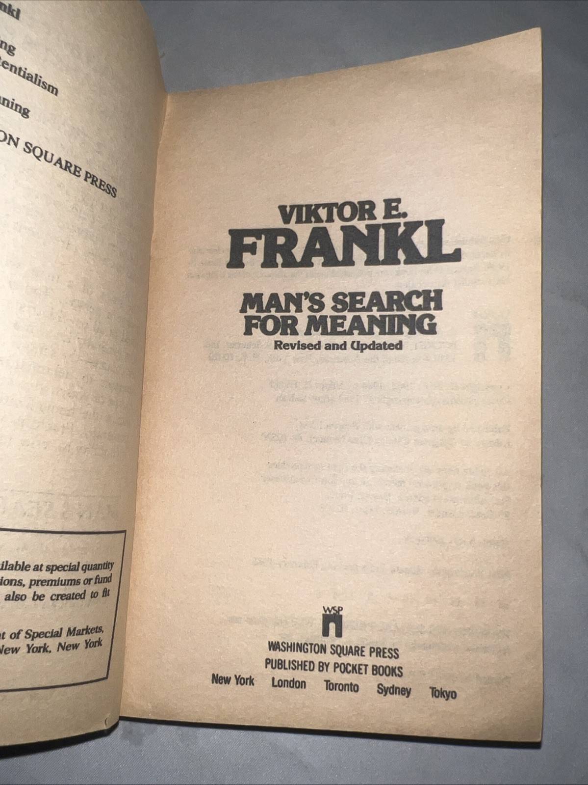 Viktor E Frankl Mans Search For Meaning Revised & Updated Paperback 1985