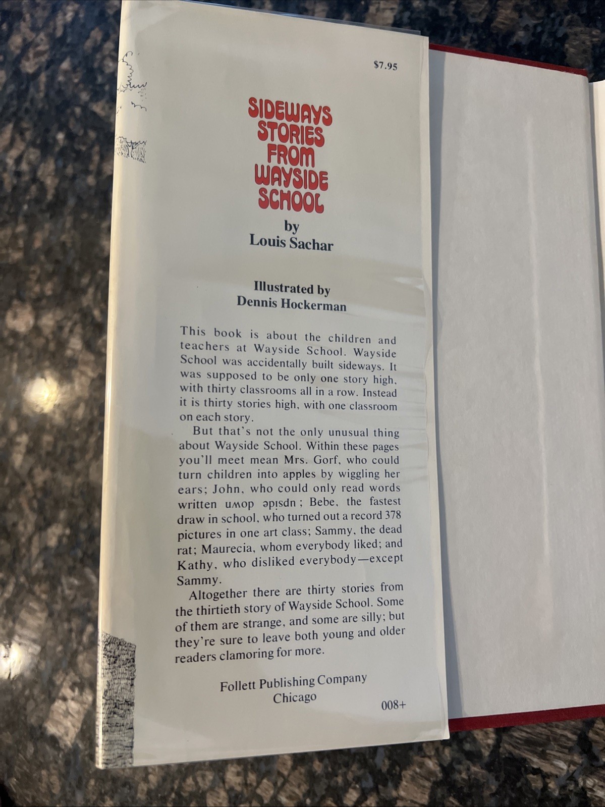 SIDEWAYS STORIES FROM WAYSIDE SCHOOL By Louis Sachar 1978 2nd Print Signed HB/DJ