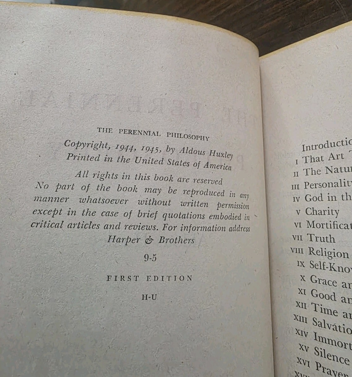 The Perennial Philosophy by Aldous Huxley Hardcover, First US Edition (1945)