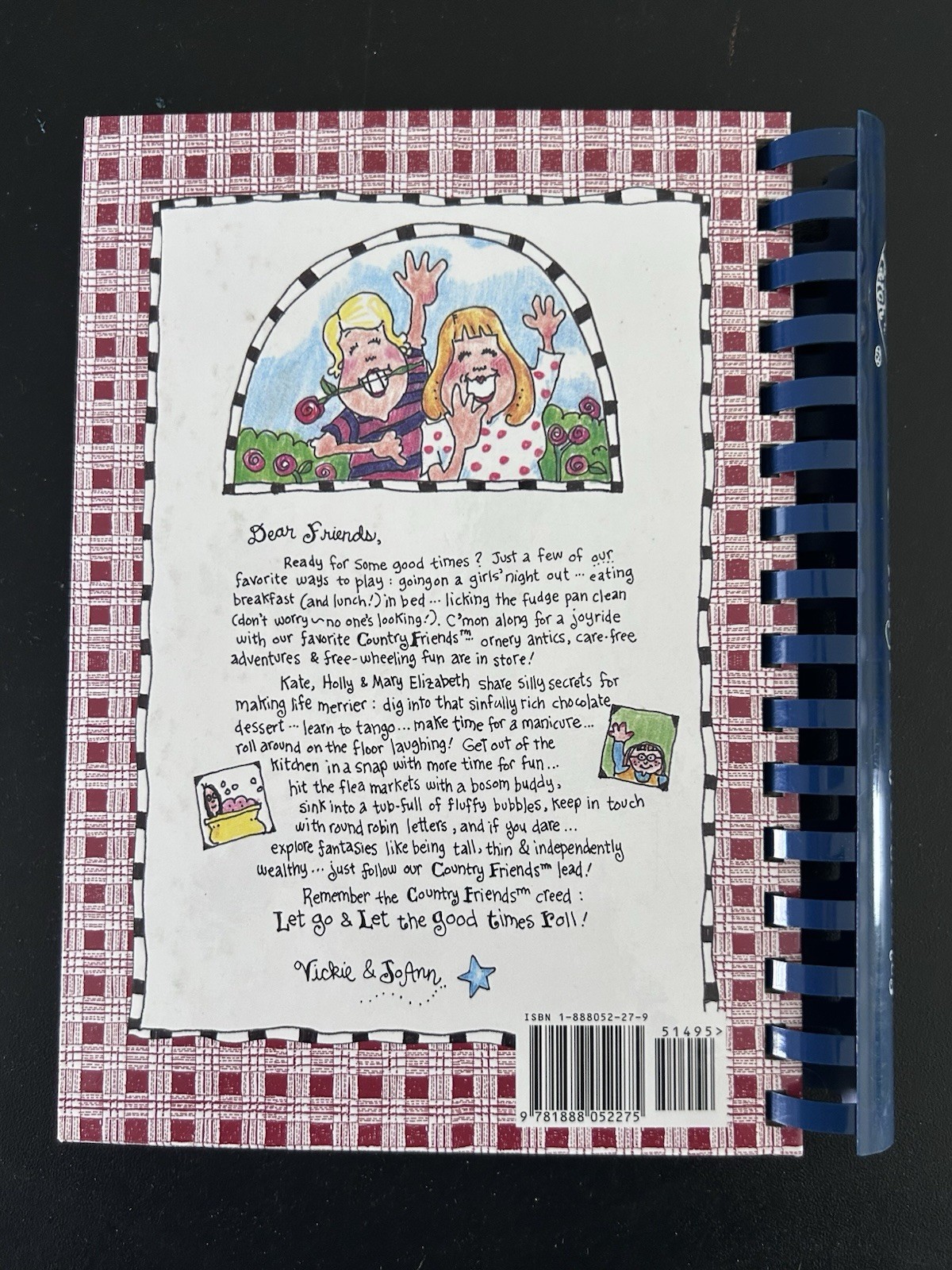 Vintage 1998 Gooseberry Patch Country Friends Good Times Book Spiral Bound HC