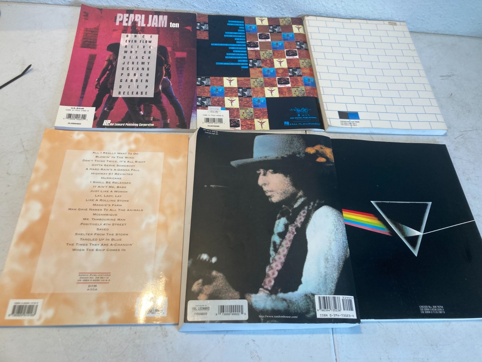Lot of 6 Rock Guitar Tab Songbooks – Pink Floyd Nirvana Pearl Jam Bob Dylan