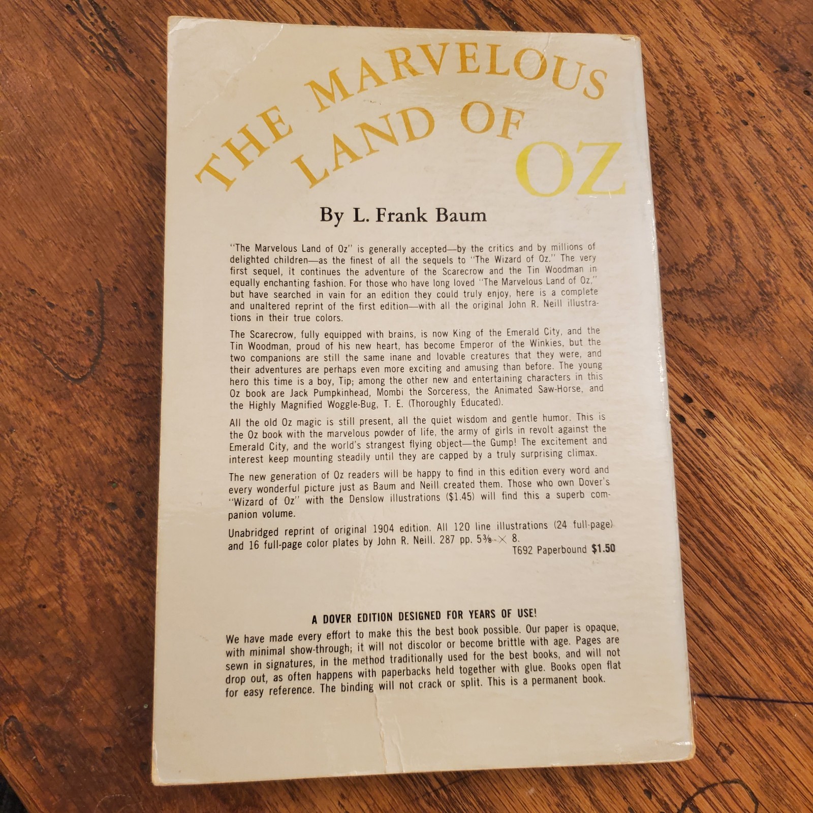 1961 Marvelous Land of Oz With 16 Color Plates! L. Frank Baum Vintage Paperback
