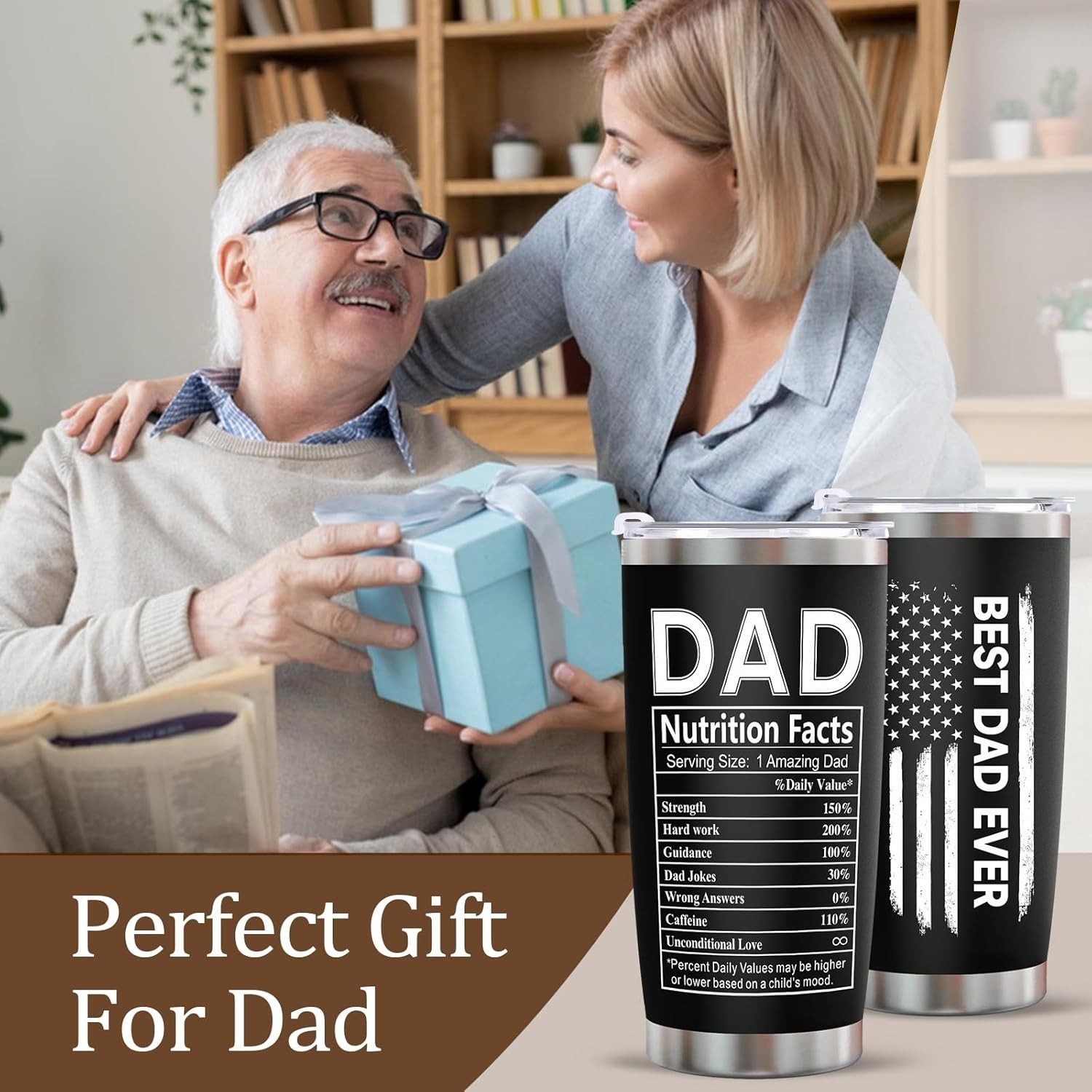 Durable 20oz Stainless Steel Tumbler – Birthday Gifts for Dad with Leakproof Cap